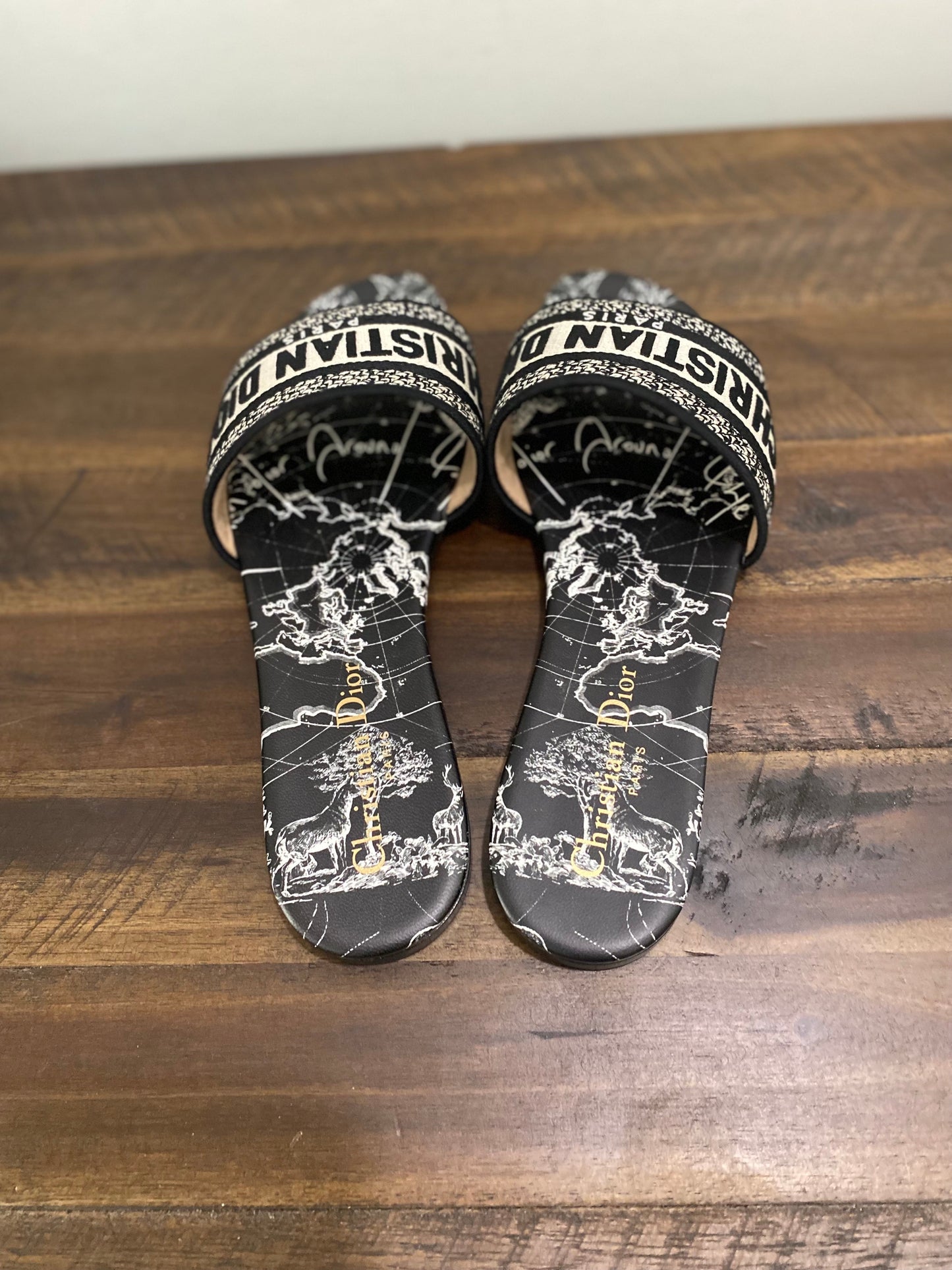 DIOR DWAY EMBROIDERED SLIDES