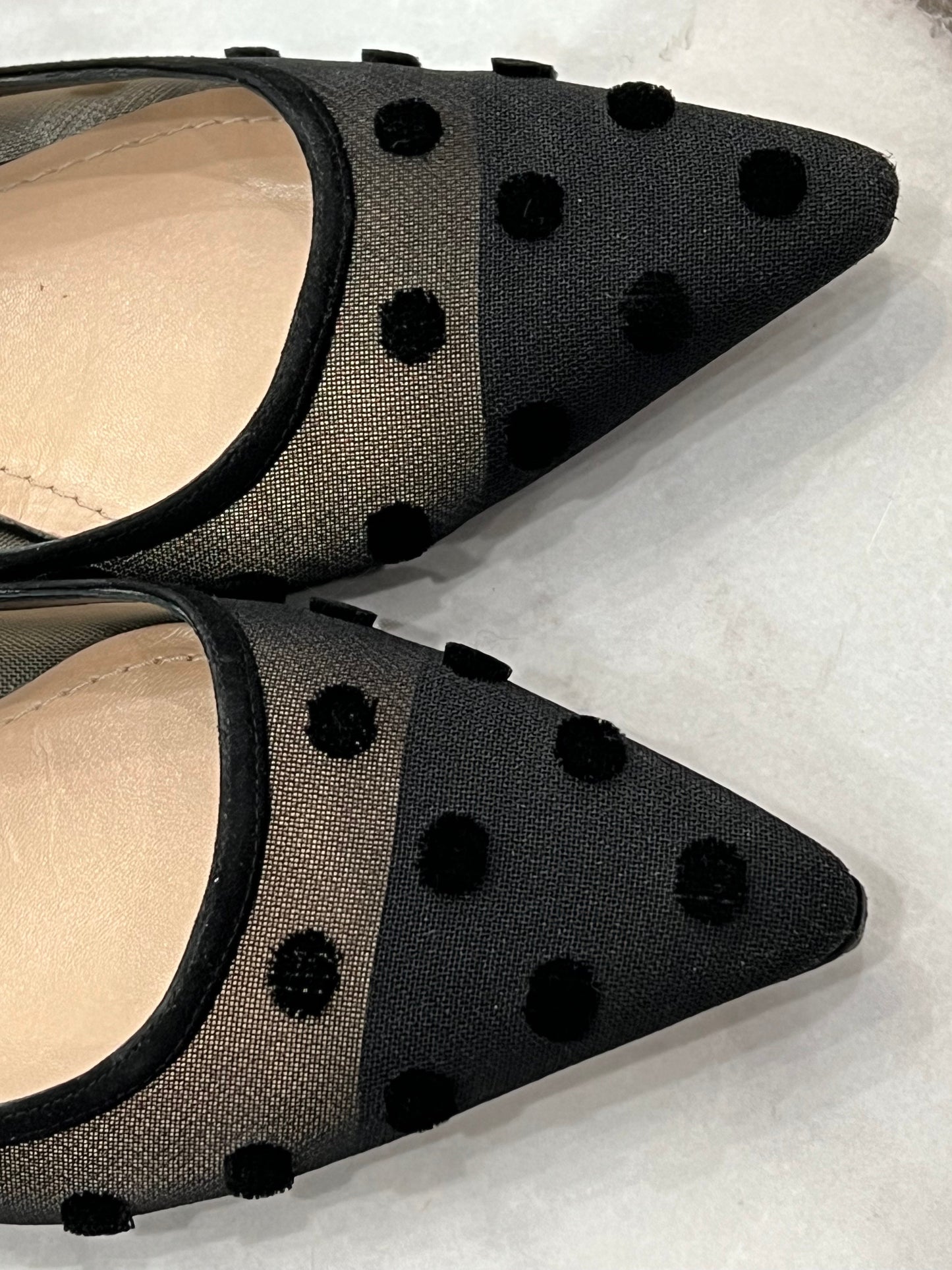 DIOR J'ADIOR MESH POLKA DOT SLINGBACK FLATS