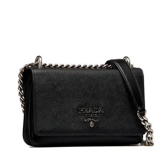 PRADA Saffiano and City Calf Chain Crossbody Bag