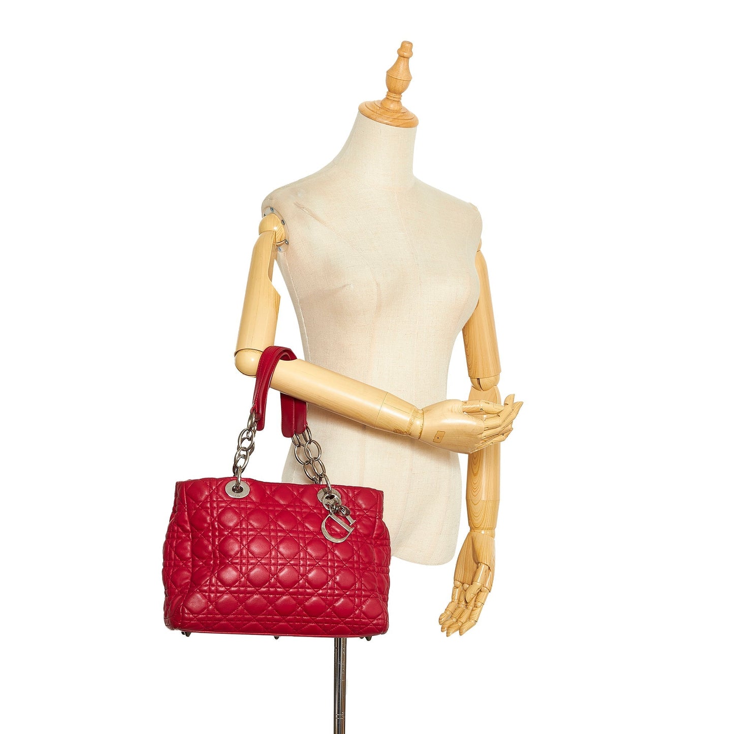 Dior Lady Dior Soft Shopper Small Red Cannage Quilted Leather