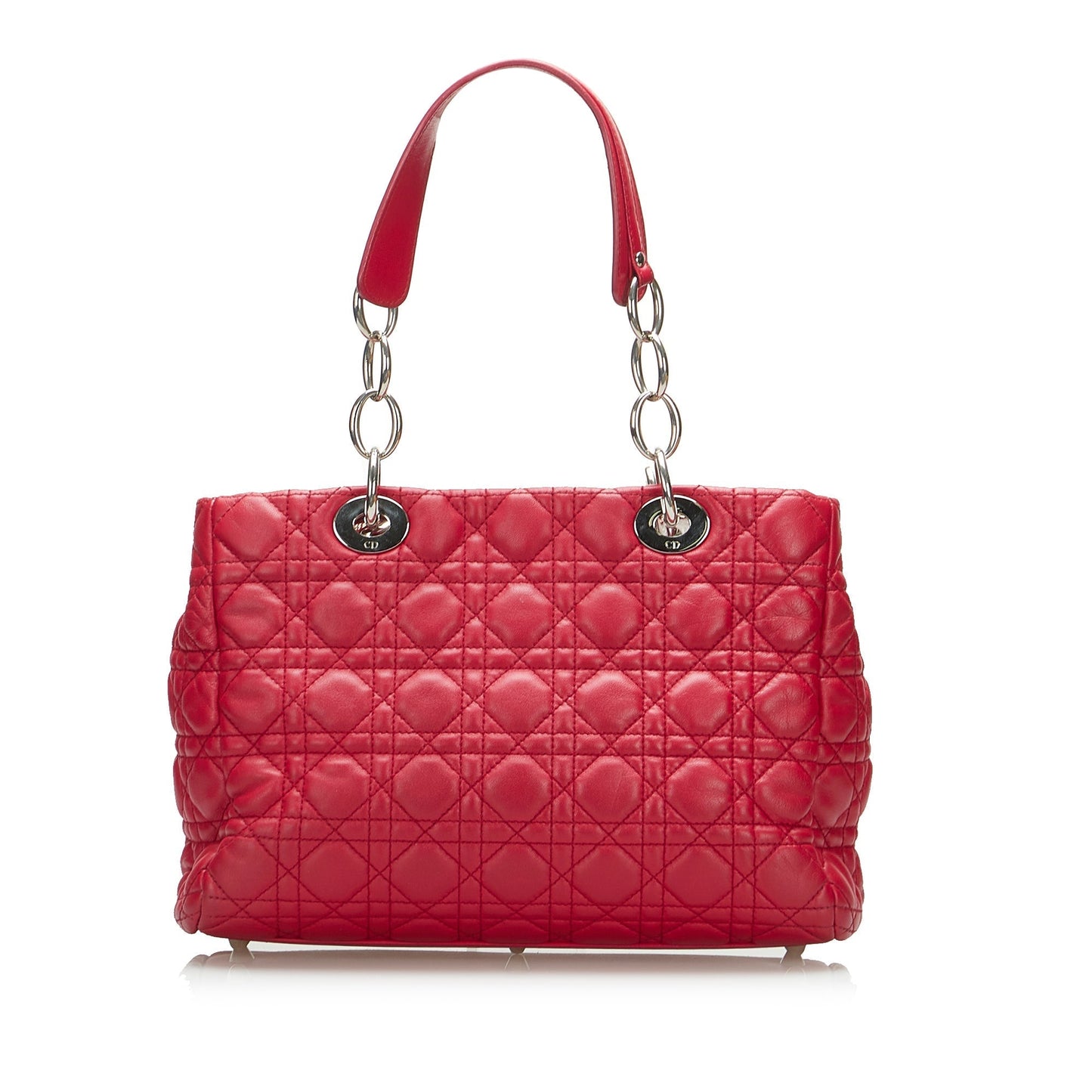 Dior Lady Dior Soft Shopper Small Red Cannage Quilted Leather