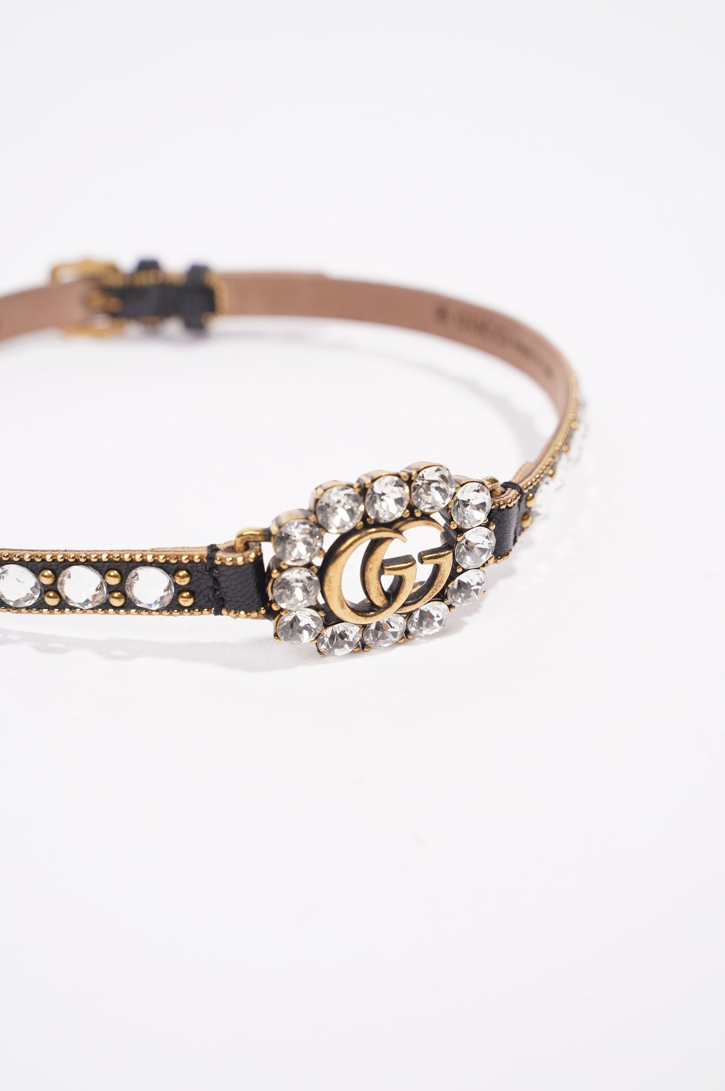 Gucci Womens Leather Choker With Double G Black / Silver / Gold