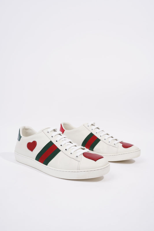 Gucci Womens Ace Heart White / Red / Green EU 39 / UK 6