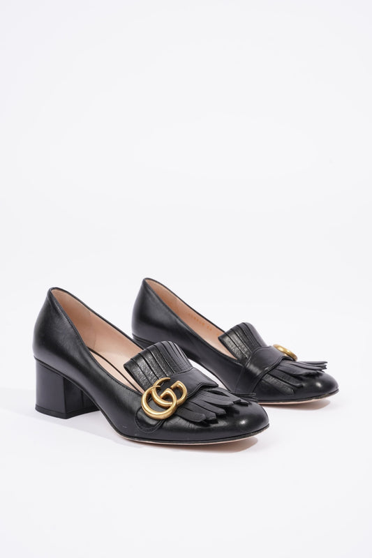 Gucci Womens Marmont Fringed Mule Black / Gold EU 38 / UK 5