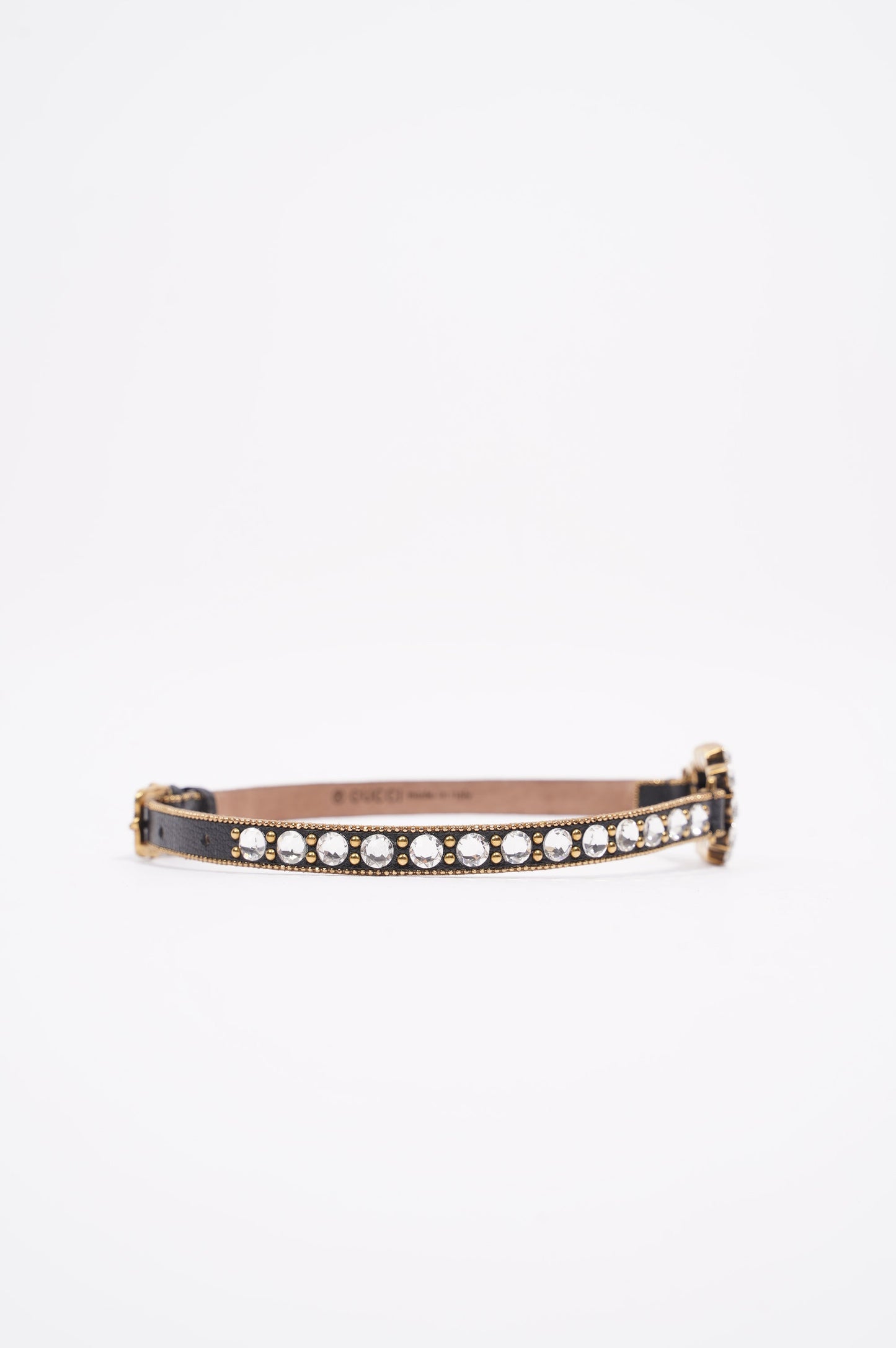 Gucci Womens Leather Choker With Double G Black / Silver / Gold