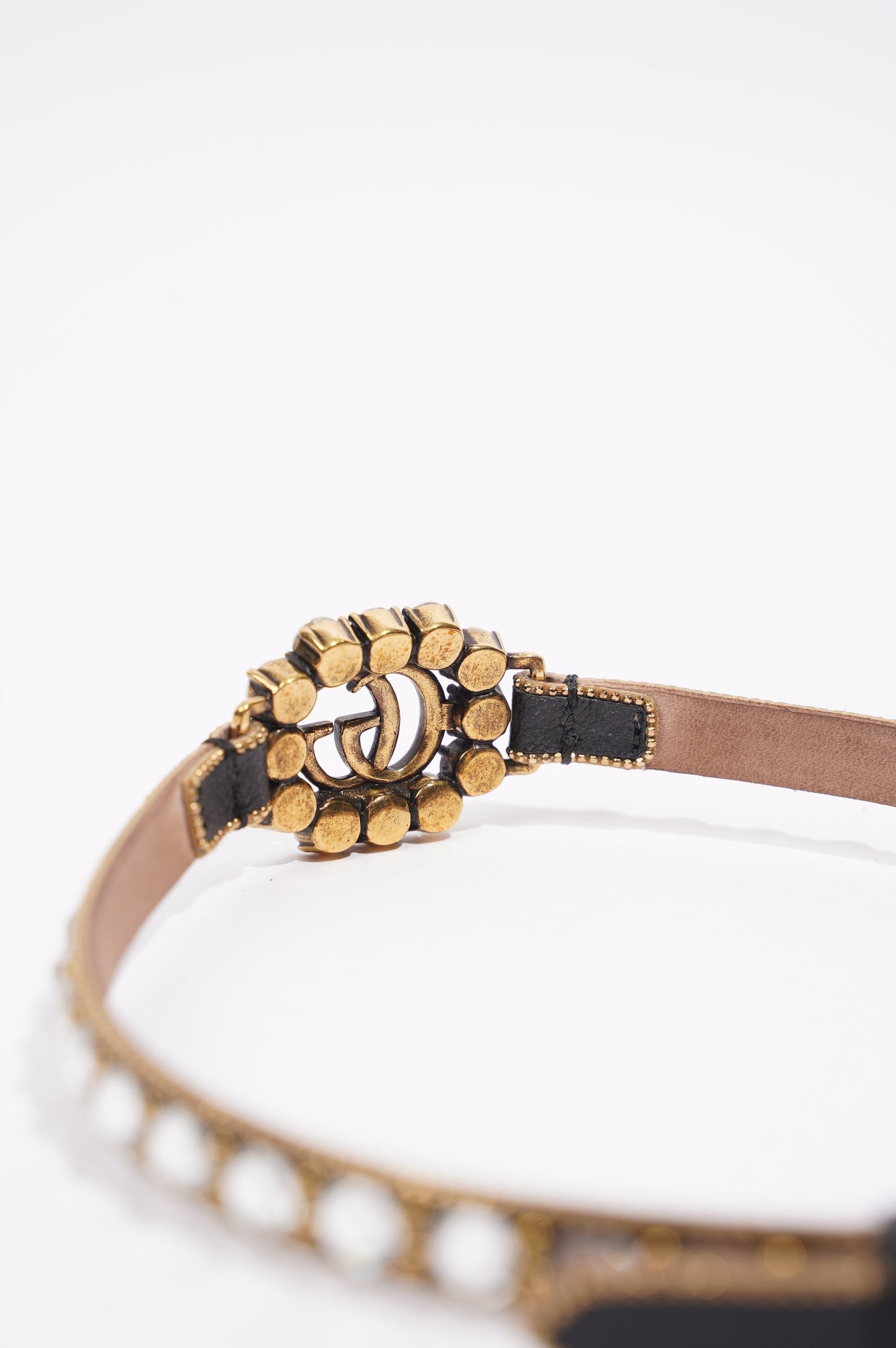 Gucci Womens Leather Choker With Double G Black / Silver / Gold