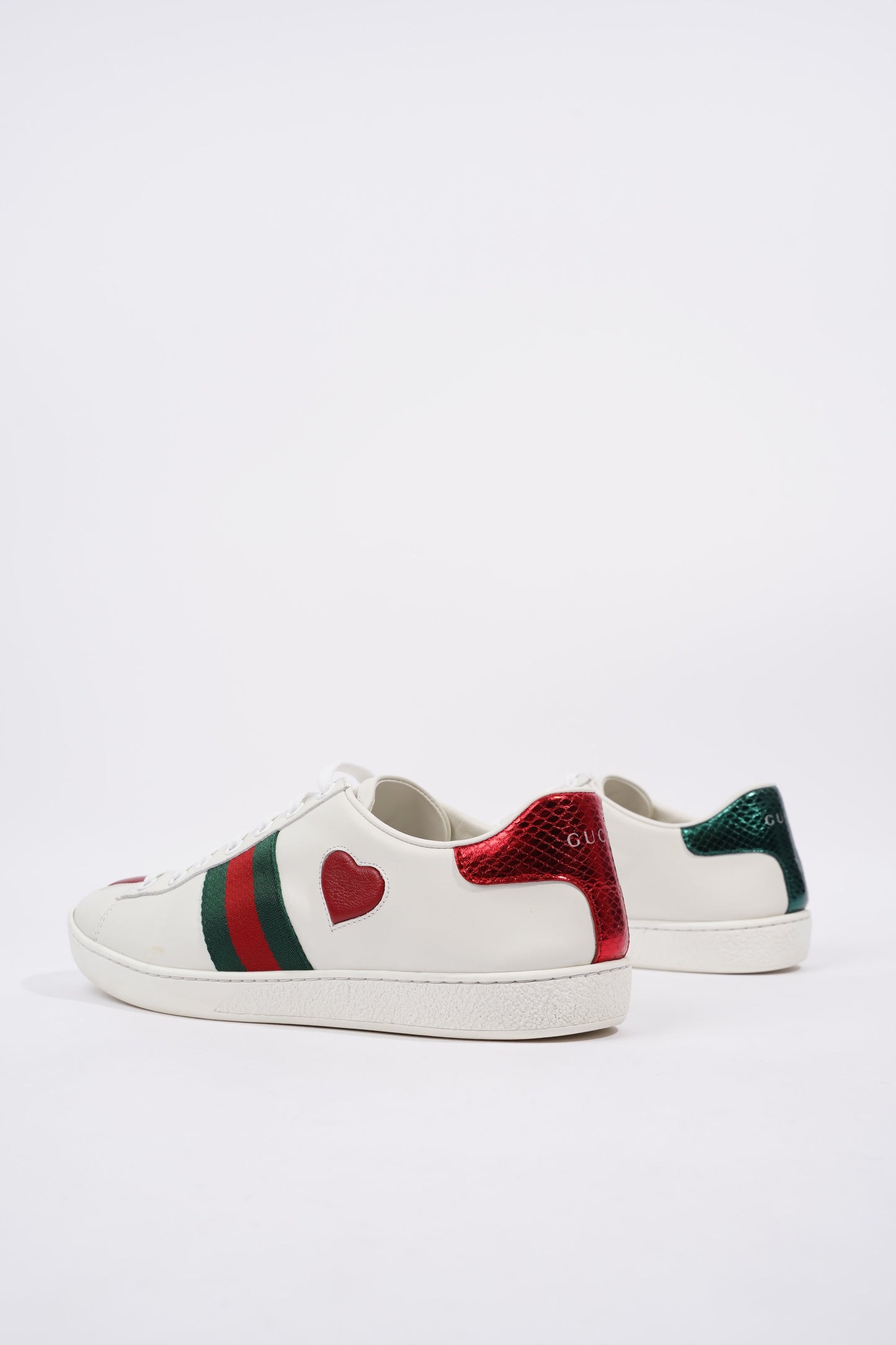 Gucci Womens Ace Heart White / Red / Green EU 39 / UK 6