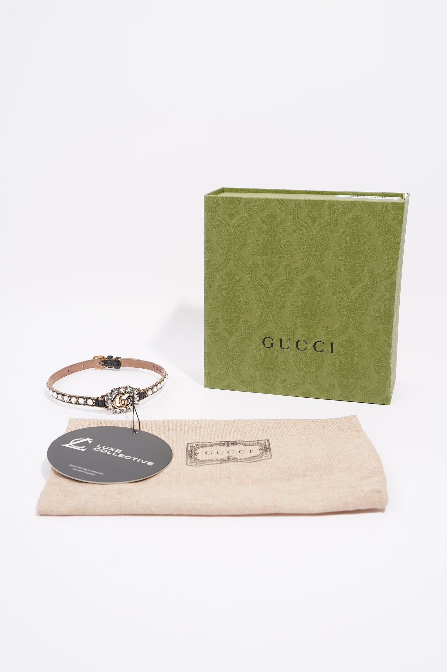 Gucci Womens Leather Choker With Double G Black / Silver / Gold