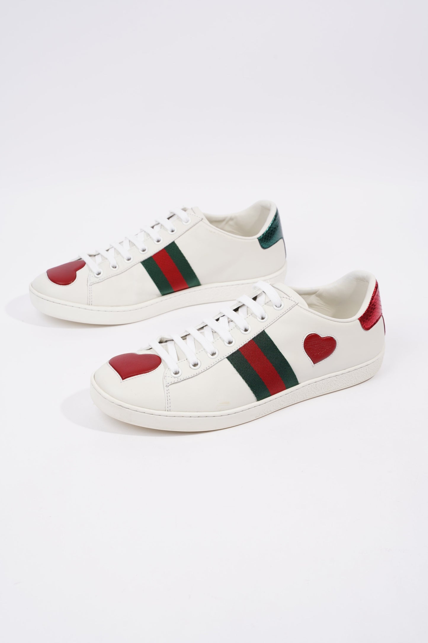 Gucci Womens Ace Heart White / Red / Green EU 39 / UK 6