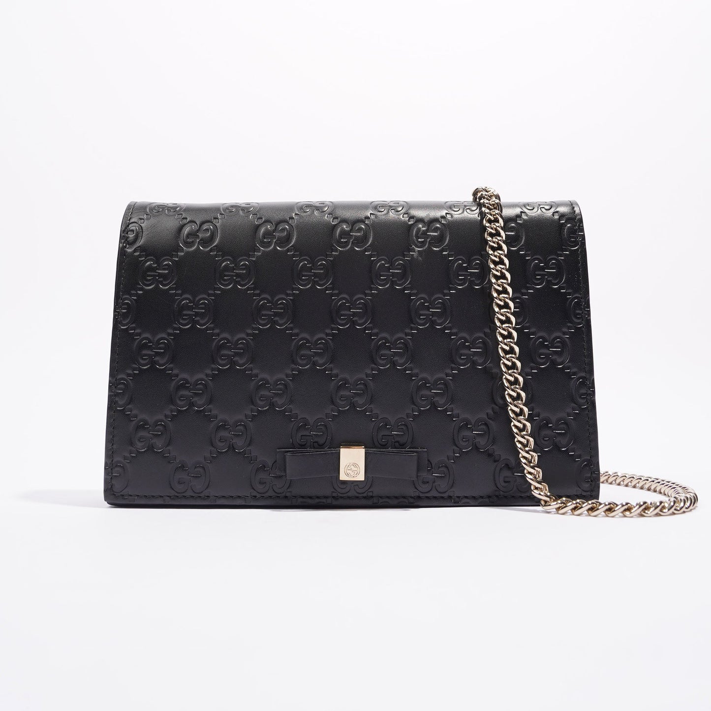 Gucci Womens Guccissima Chain Wallet Black