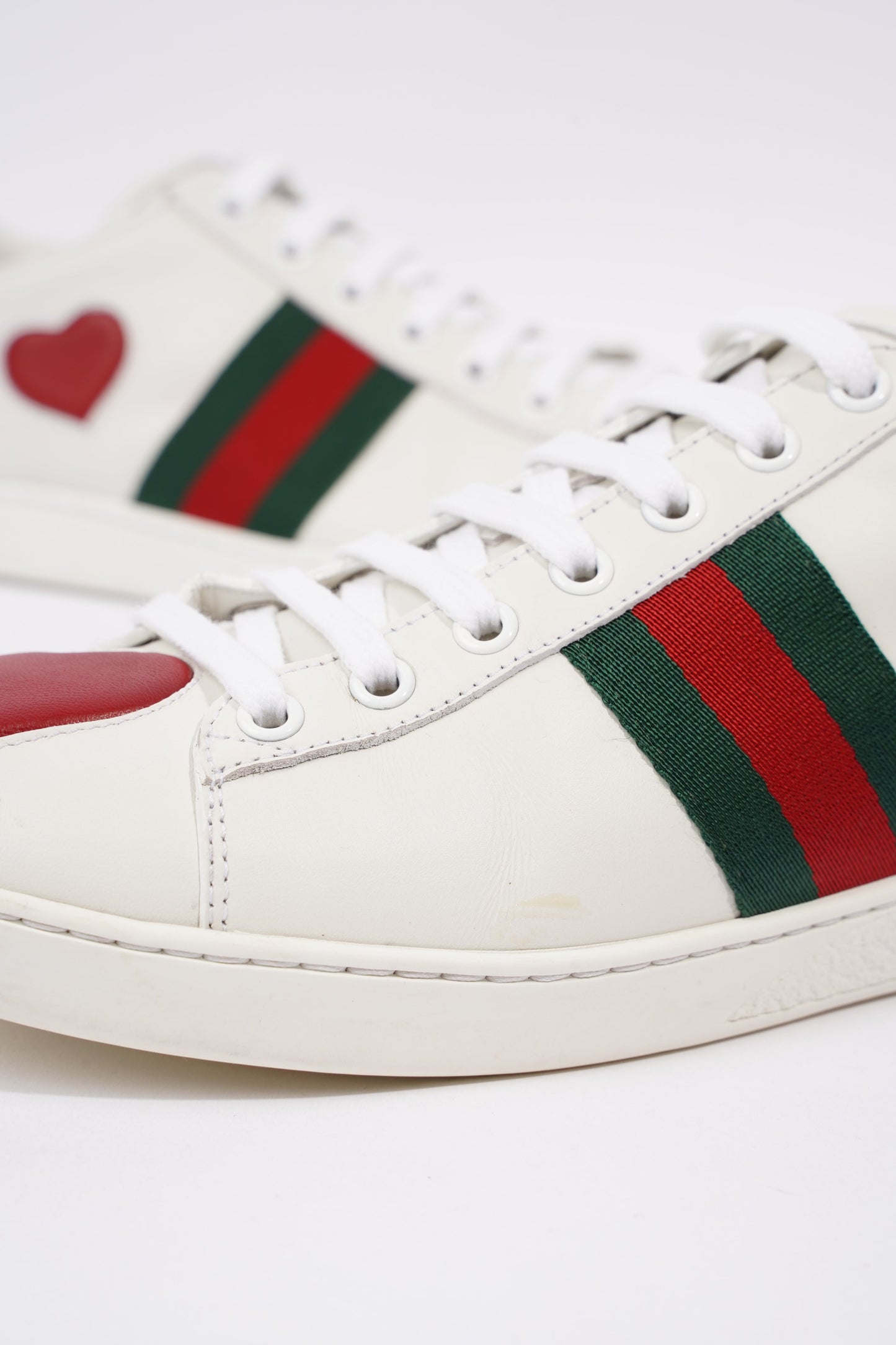 Gucci Womens Ace Heart White / Red / Green EU 39 / UK 6