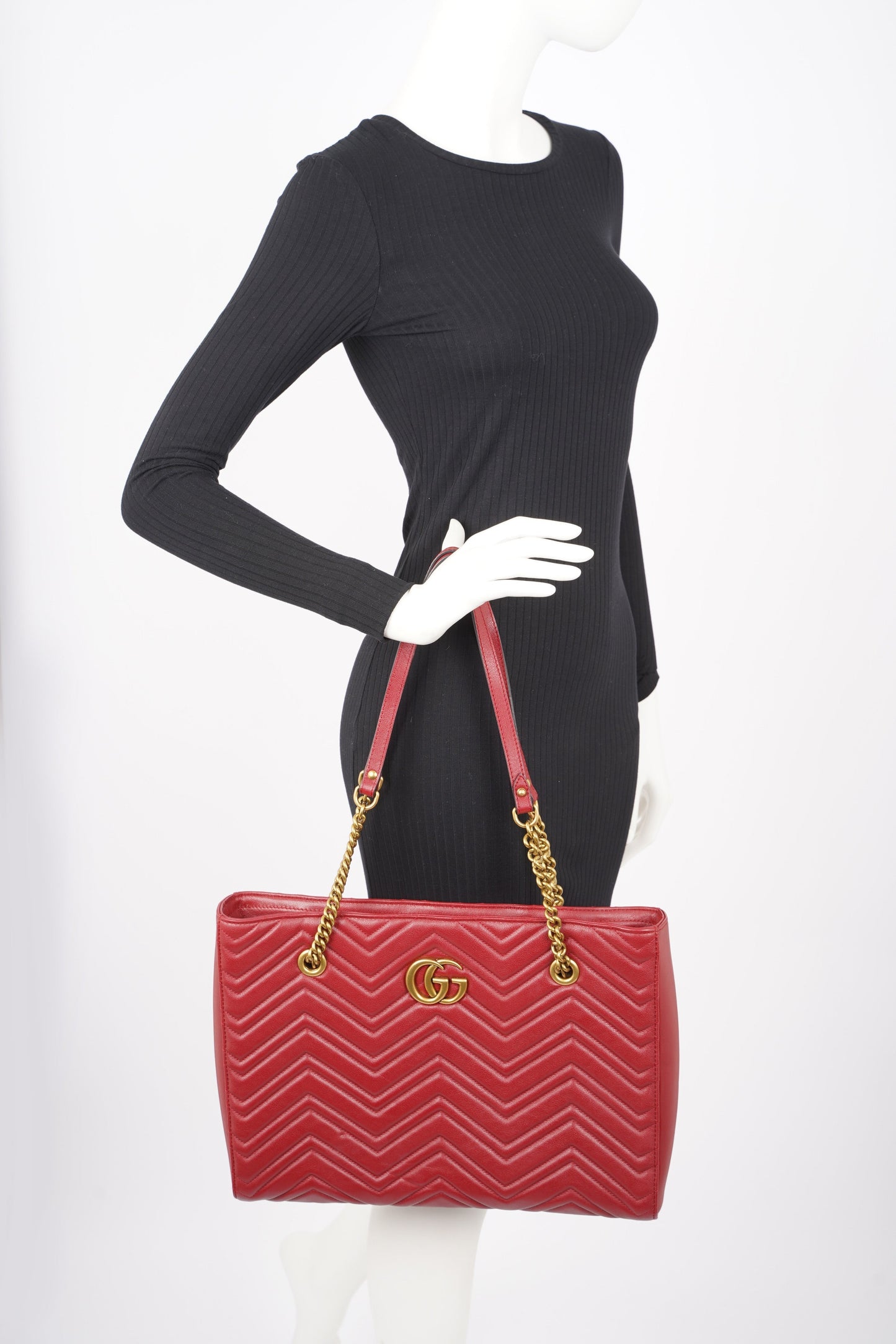 Gucci Womens Marmont Tote Red Medium