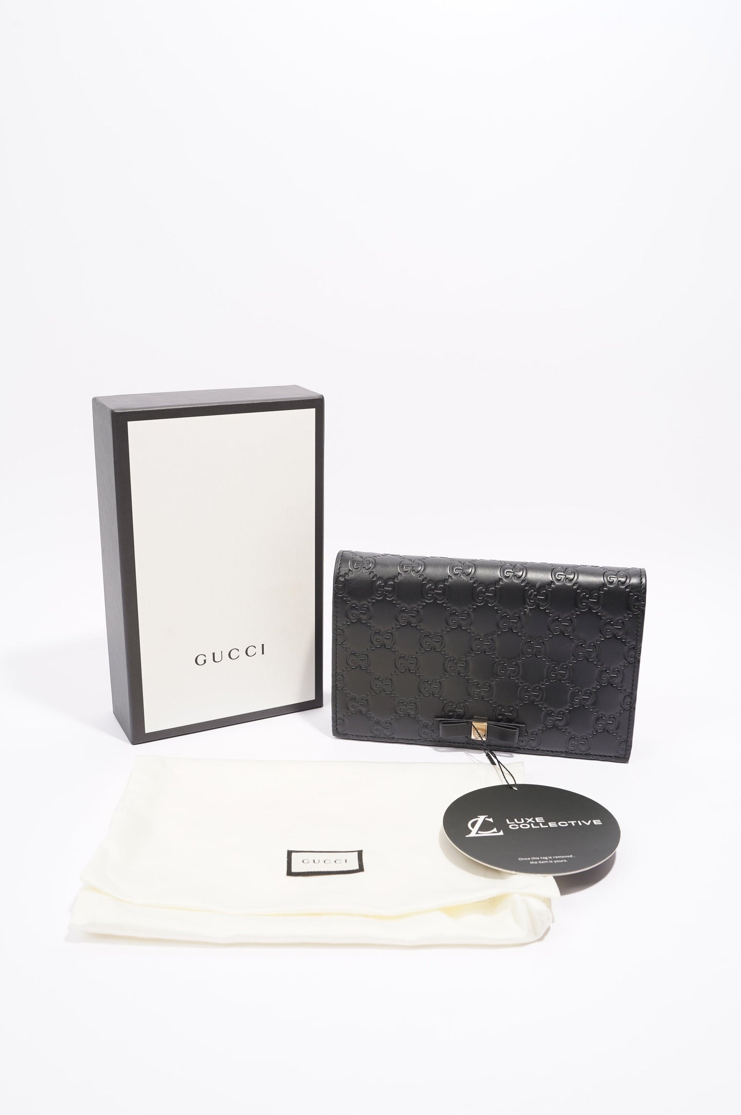 Gucci Womens Guccissima Chain Wallet Black