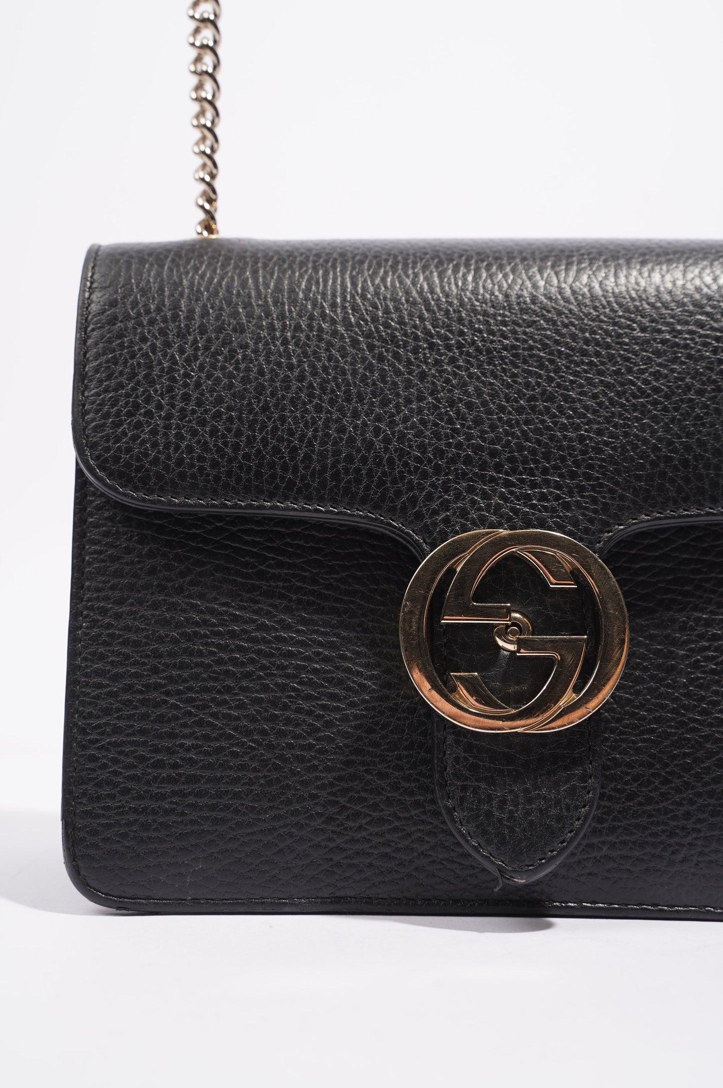 Gucci Womens Interlocking Bag Black / Gold Small