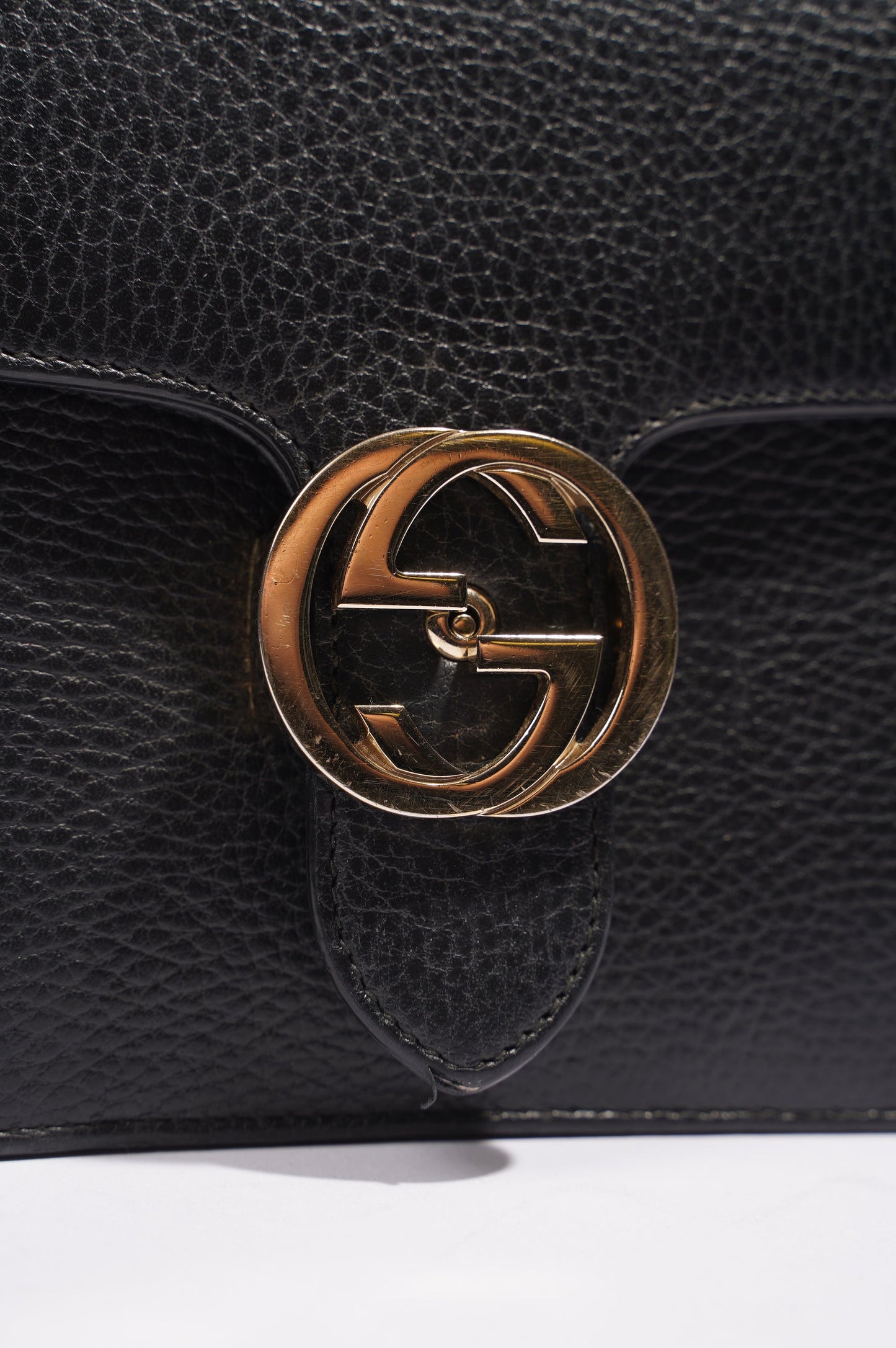 Gucci Womens Interlocking Bag Black / Gold Small