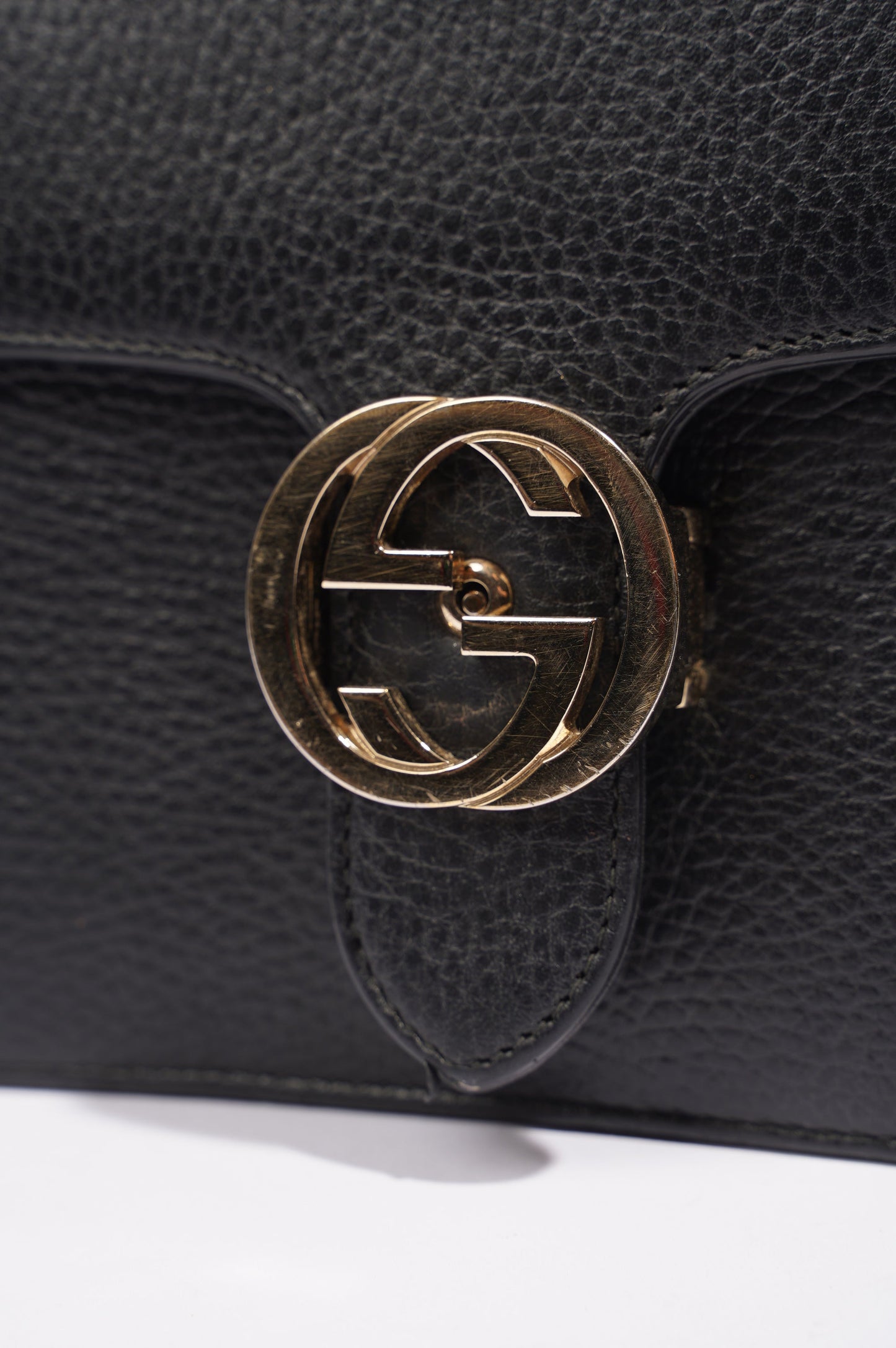 Gucci Womens Interlocking Bag Black / Gold Small