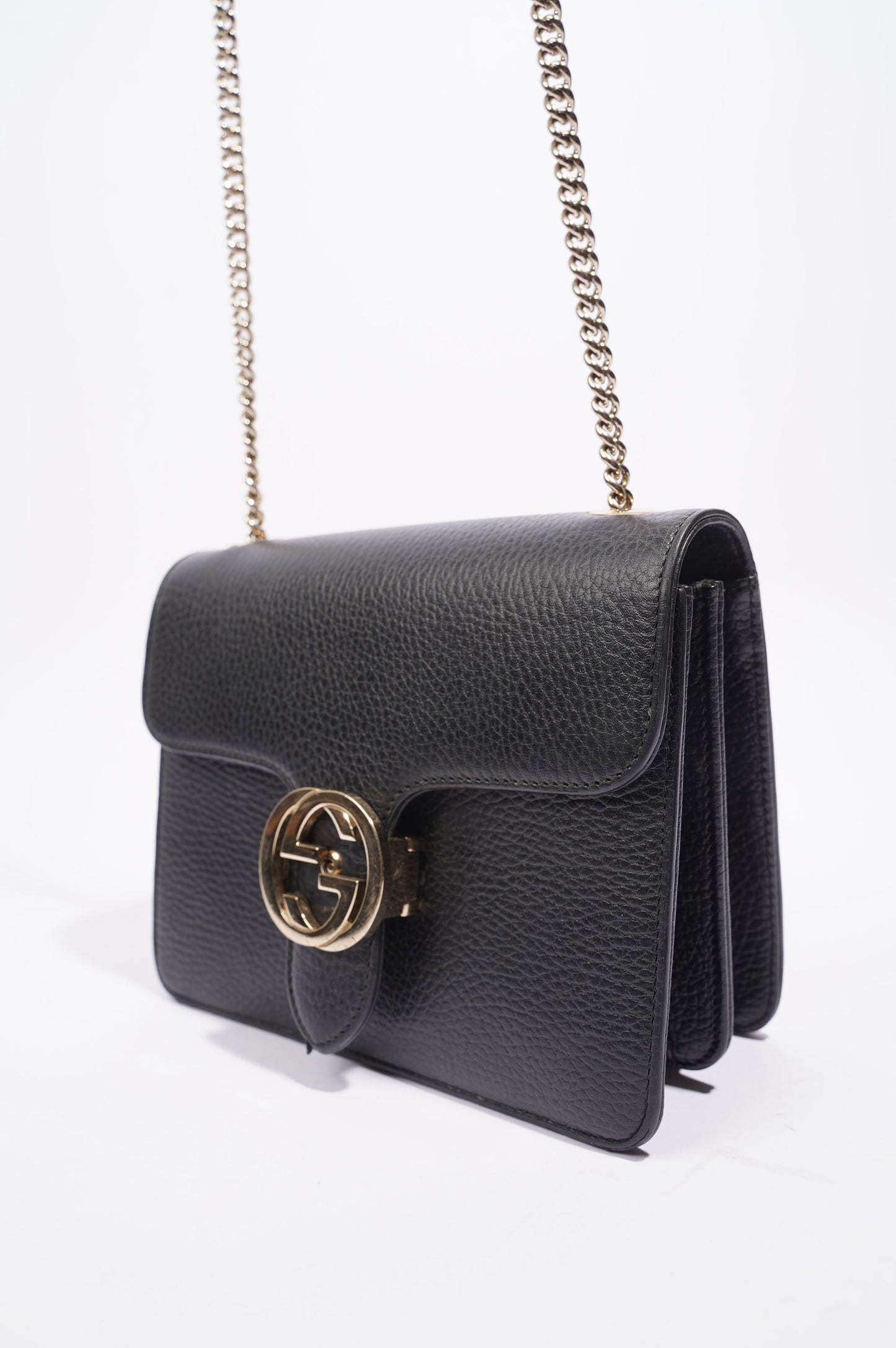 Gucci Womens Interlocking Bag Black / Gold Small