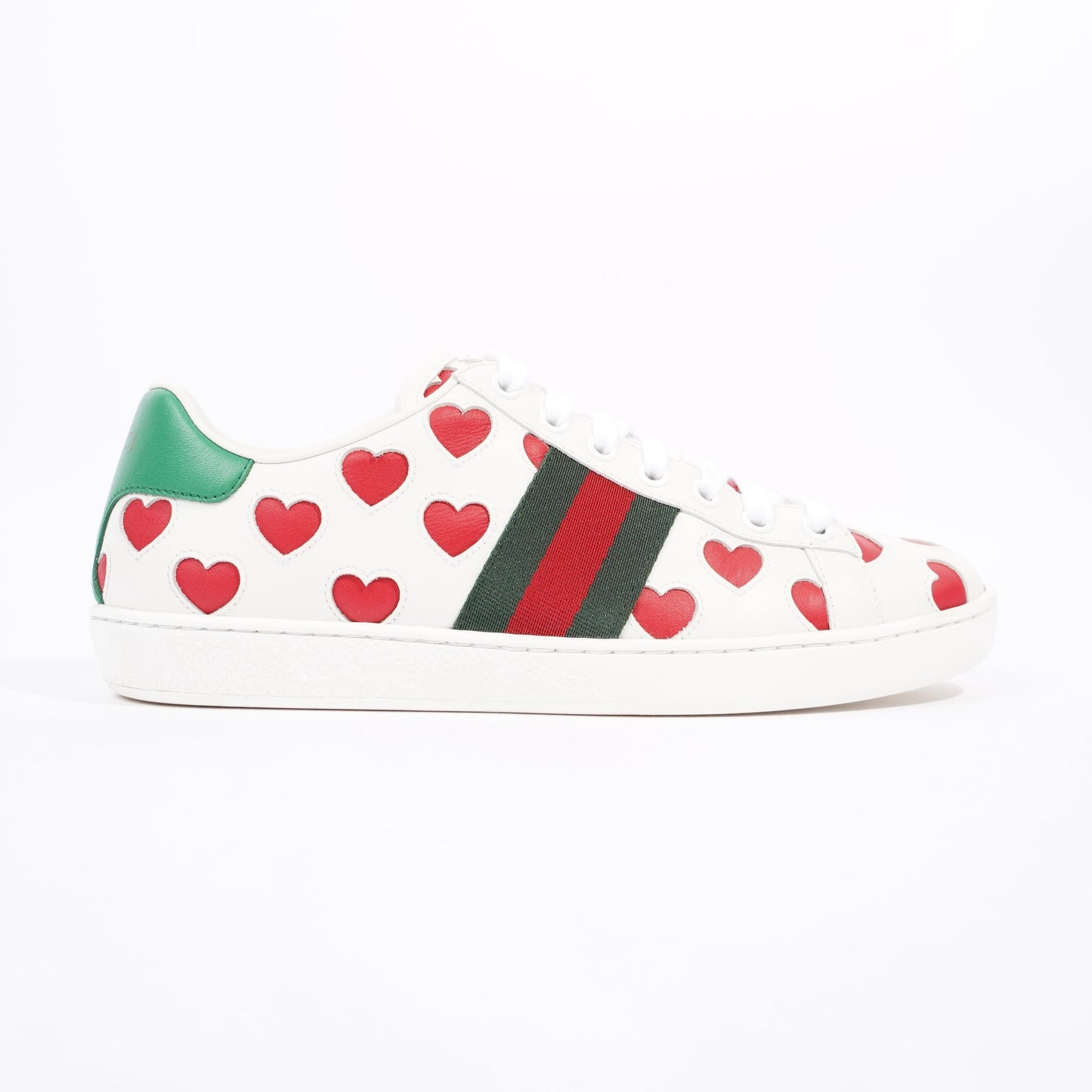 Gucci Womens Ace Hearts White / Green / Red EU 37 / UK 4