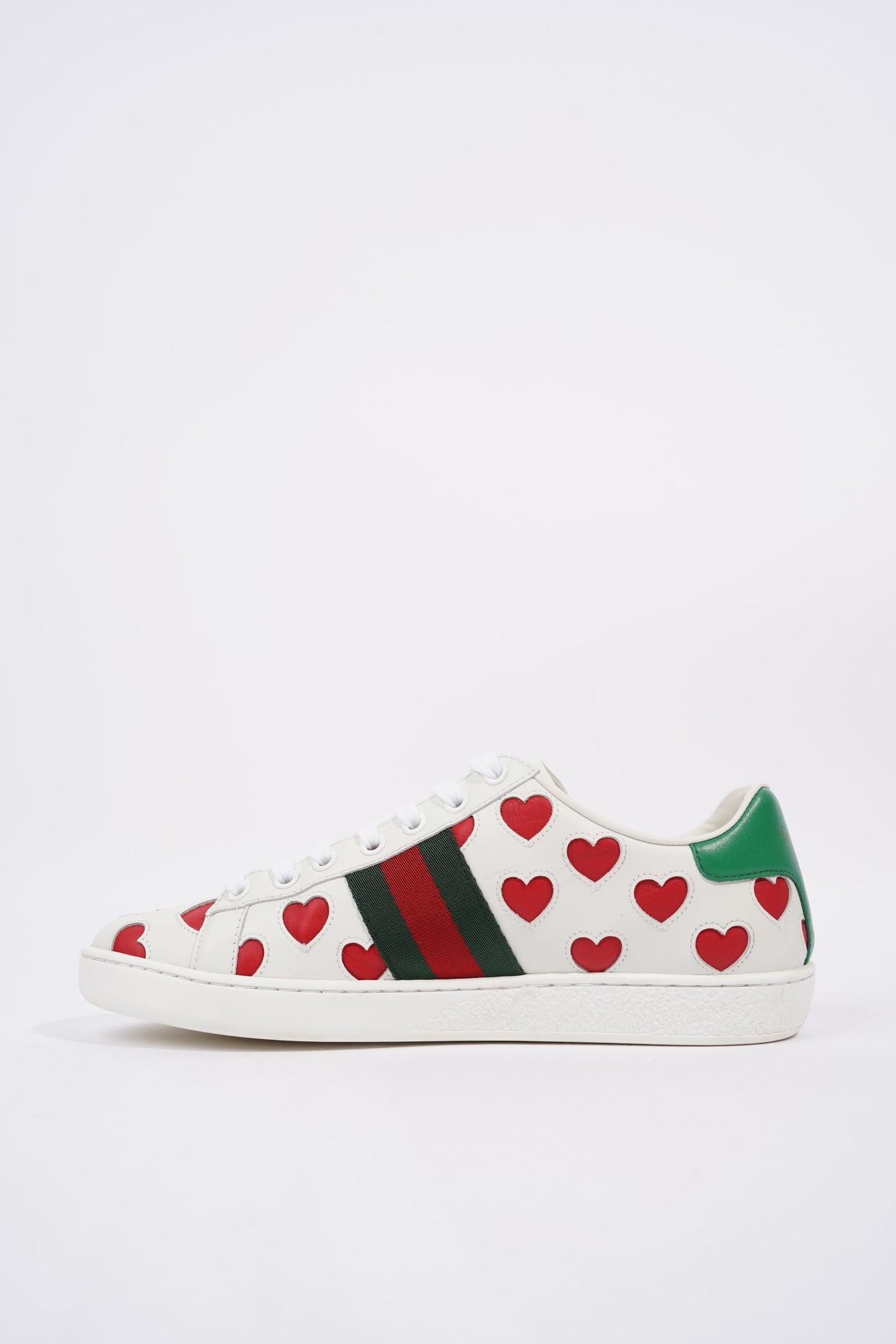 Gucci Womens Ace Hearts White / Green / Red EU 37 / UK 4