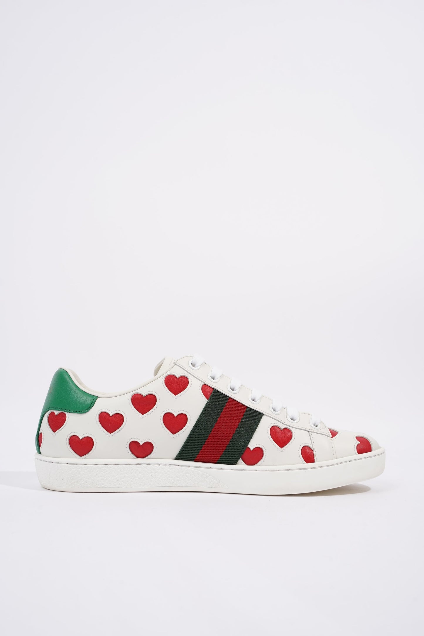 Gucci Womens Ace Hearts White / Green / Red EU 37 / UK 4