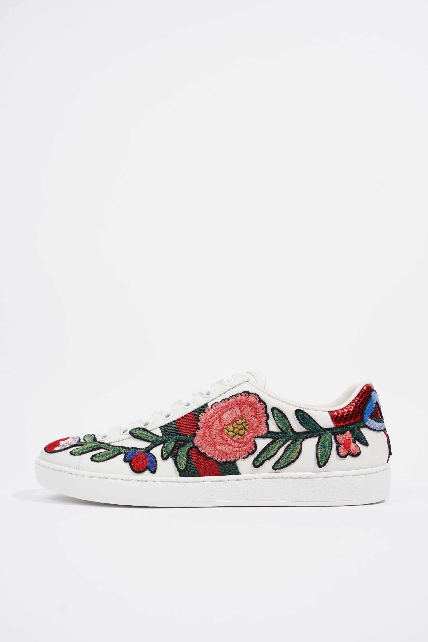 Gucci Womens Foral Ace Sneakers White EU 39.5 / UK 6.5