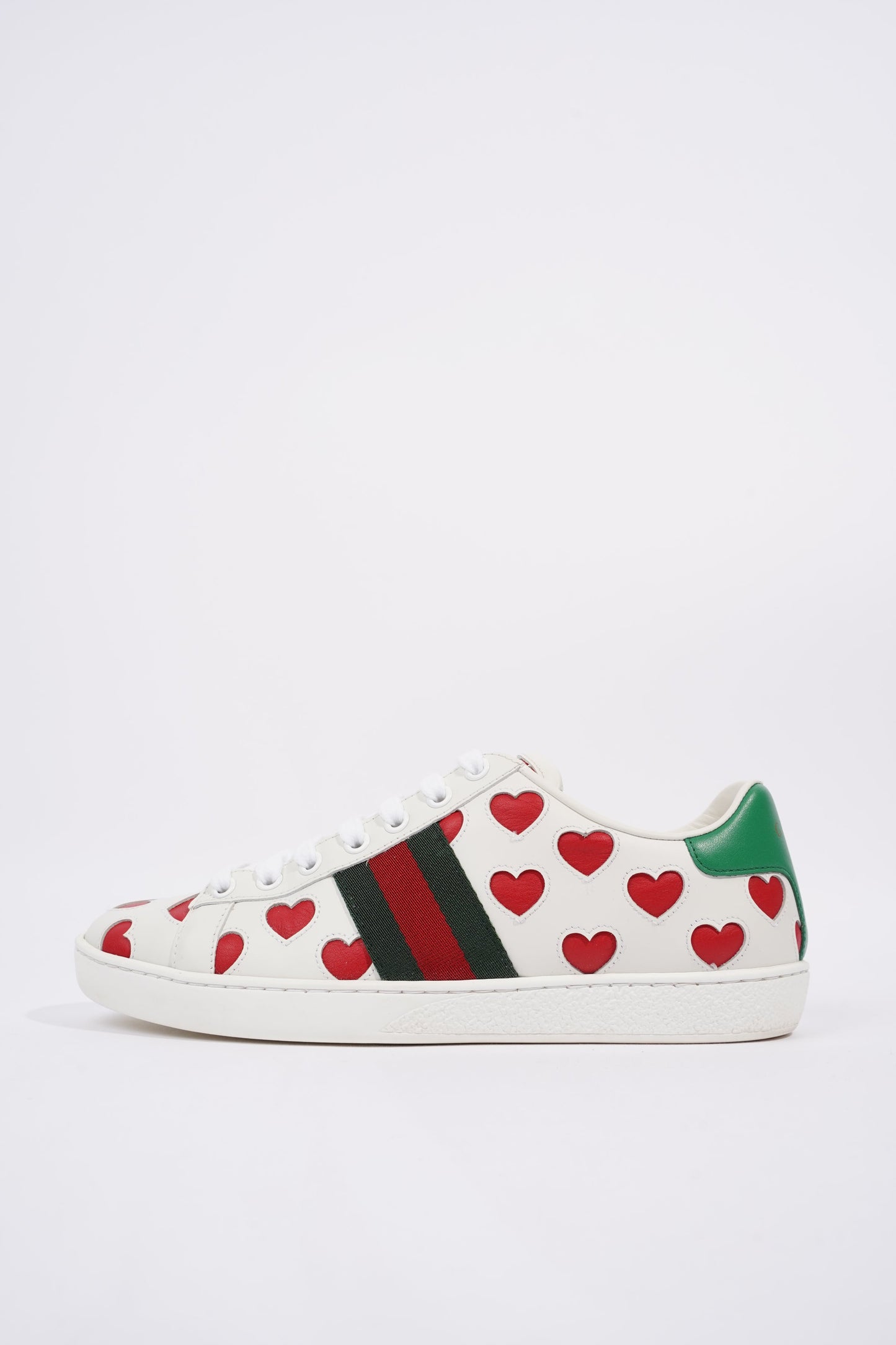 Gucci Womens Ace Hearts White / Green / Red EU 37 / UK 4