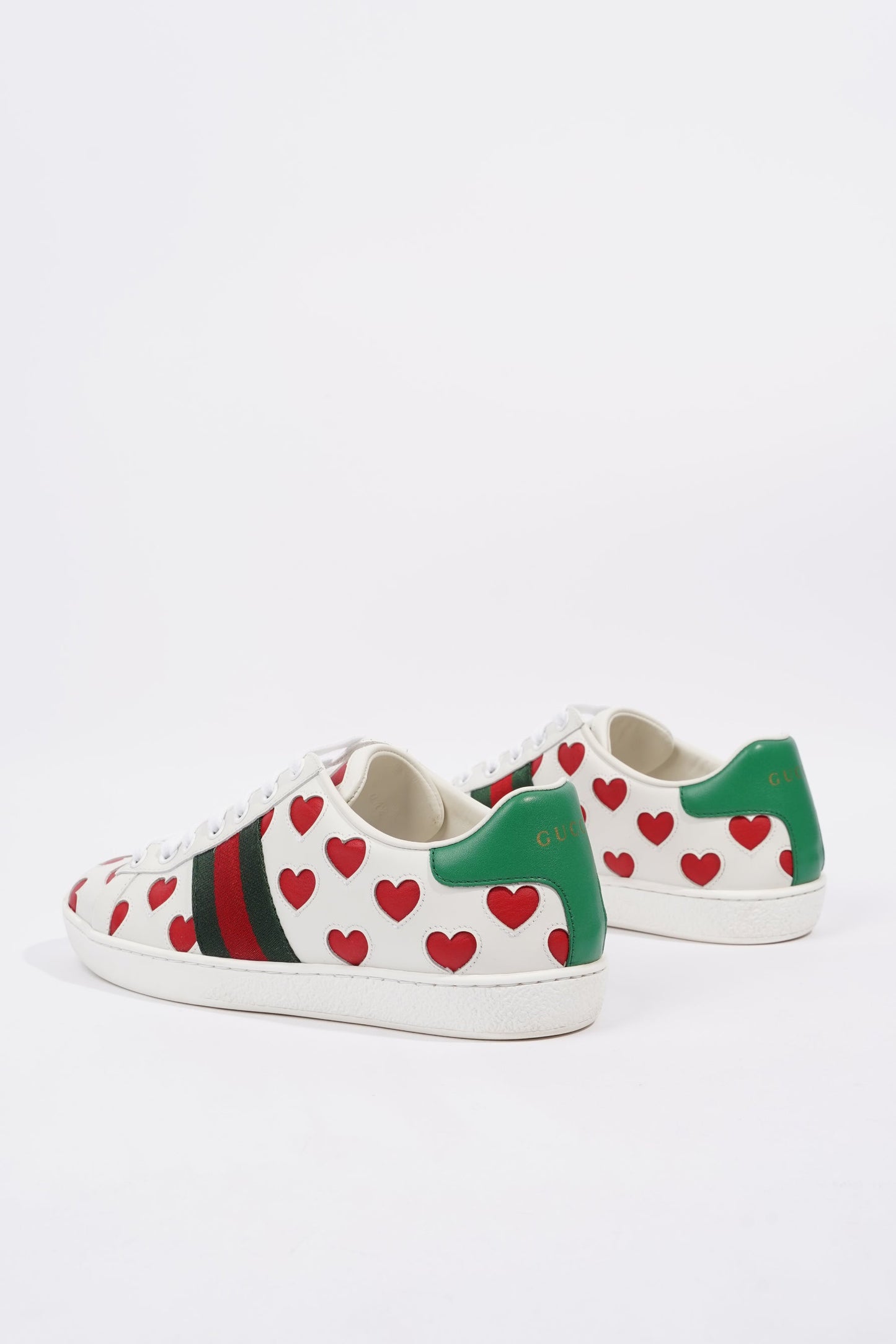 Gucci Womens Ace Hearts White / Green / Red EU 37 / UK 4