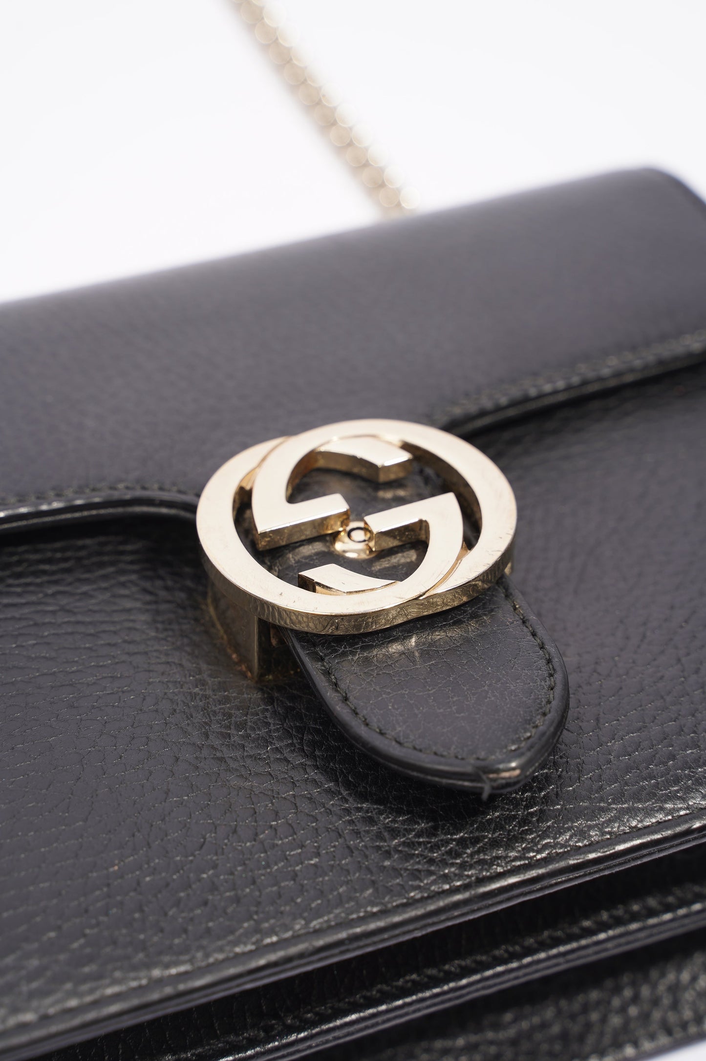 Gucci Womens Interlocking Bag Black / Gold Small