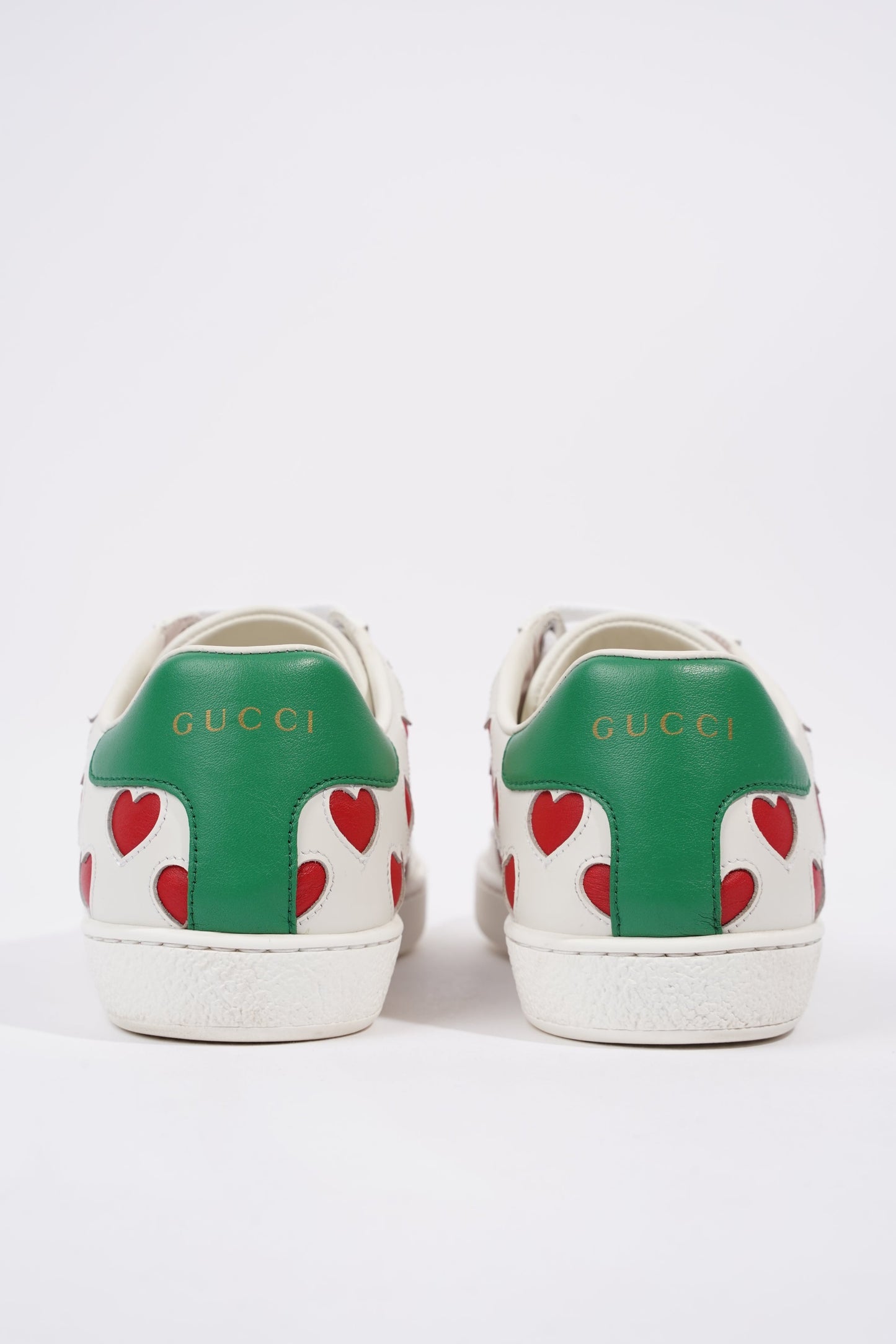 Gucci Womens Ace Hearts White / Green / Red EU 37 / UK 4