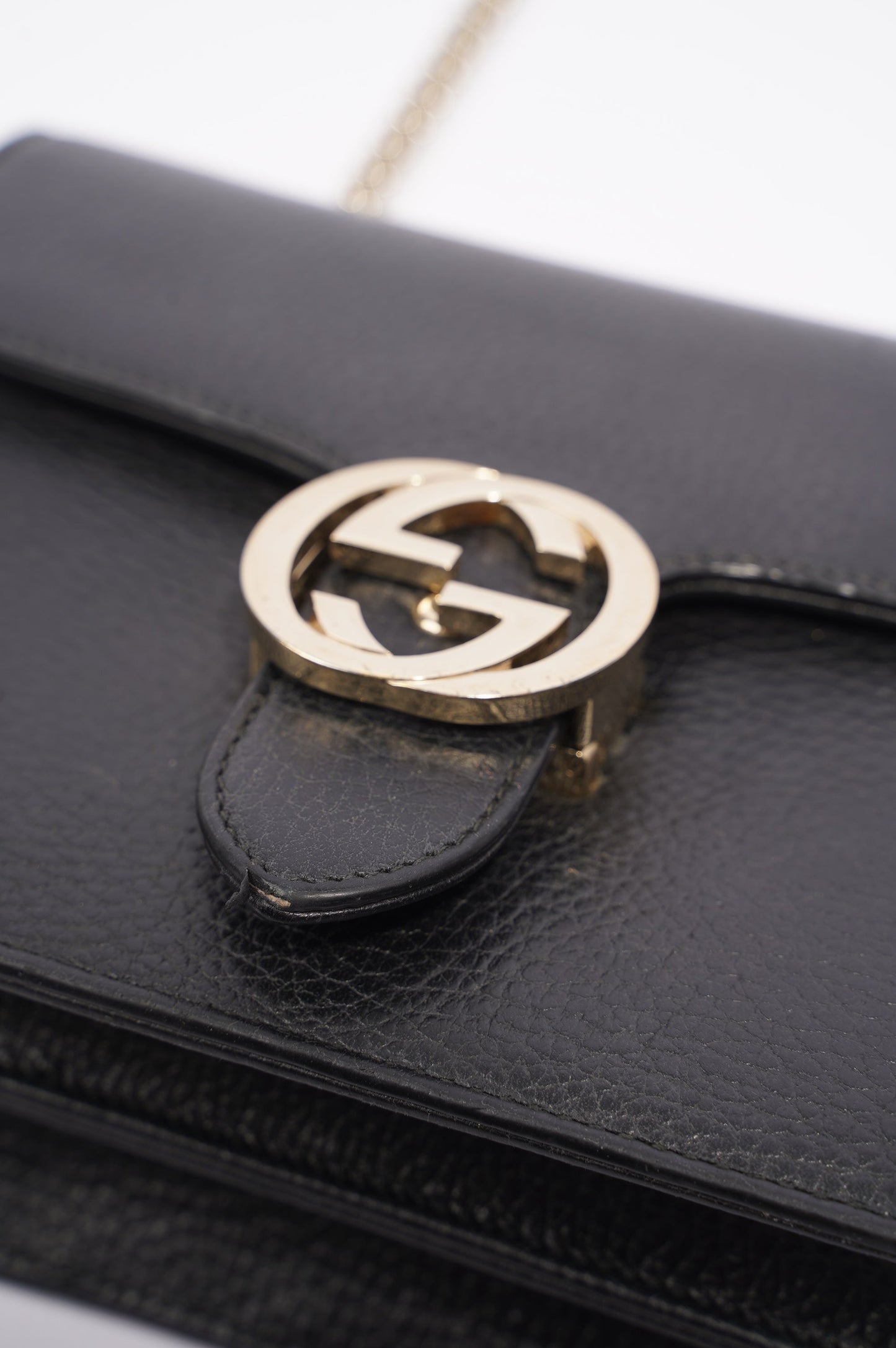 Gucci Womens Interlocking Bag Black / Gold Small