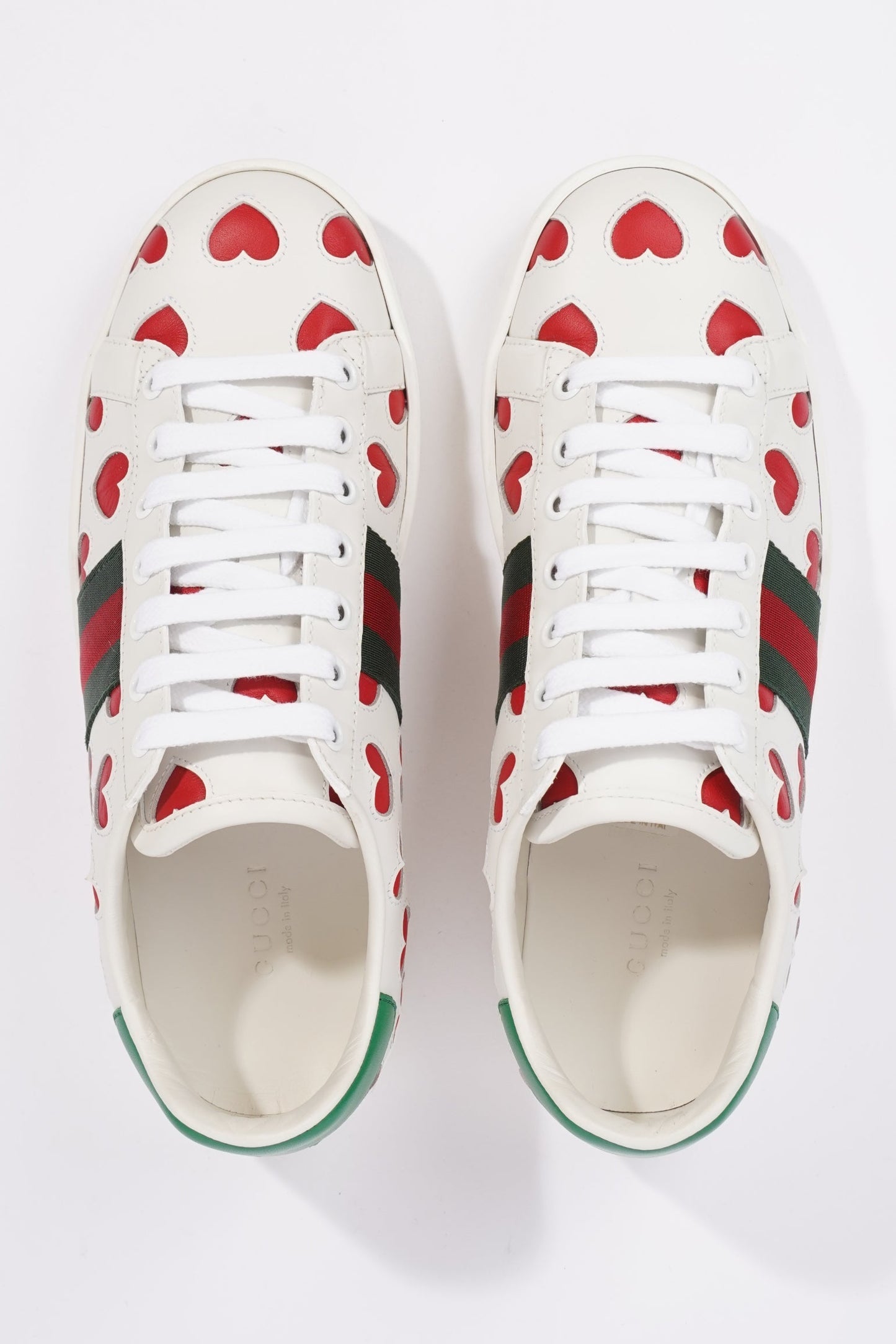 Gucci Womens Ace Hearts White / Green / Red EU 37 / UK 4