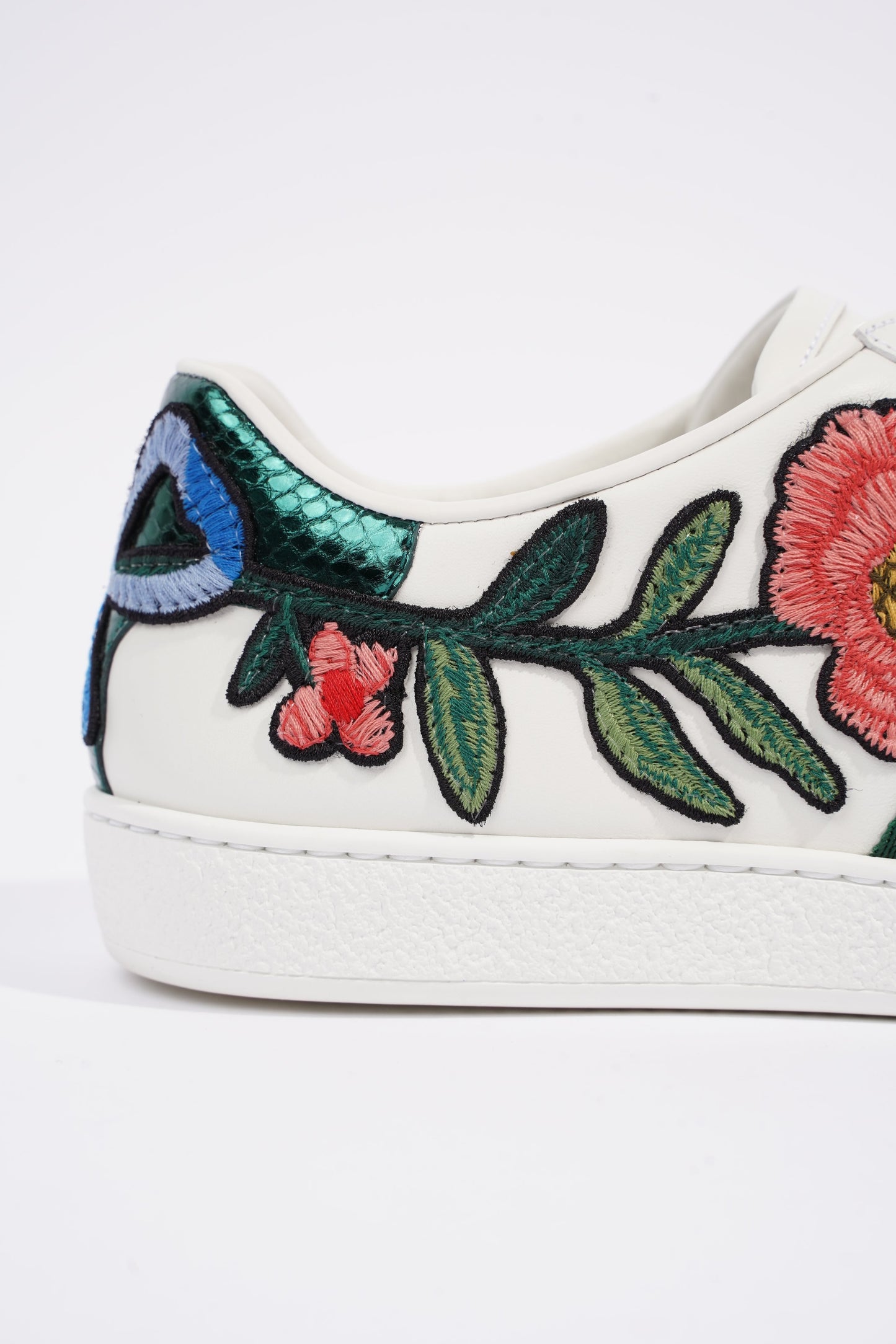 Gucci Womens Foral Ace Sneakers White EU 39.5 / UK 6.5