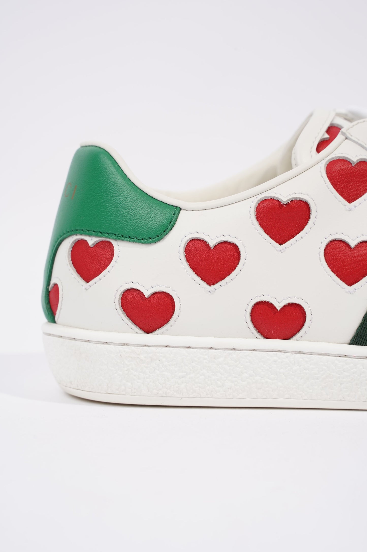 Gucci Womens Ace Hearts White / Green / Red EU 37 / UK 4