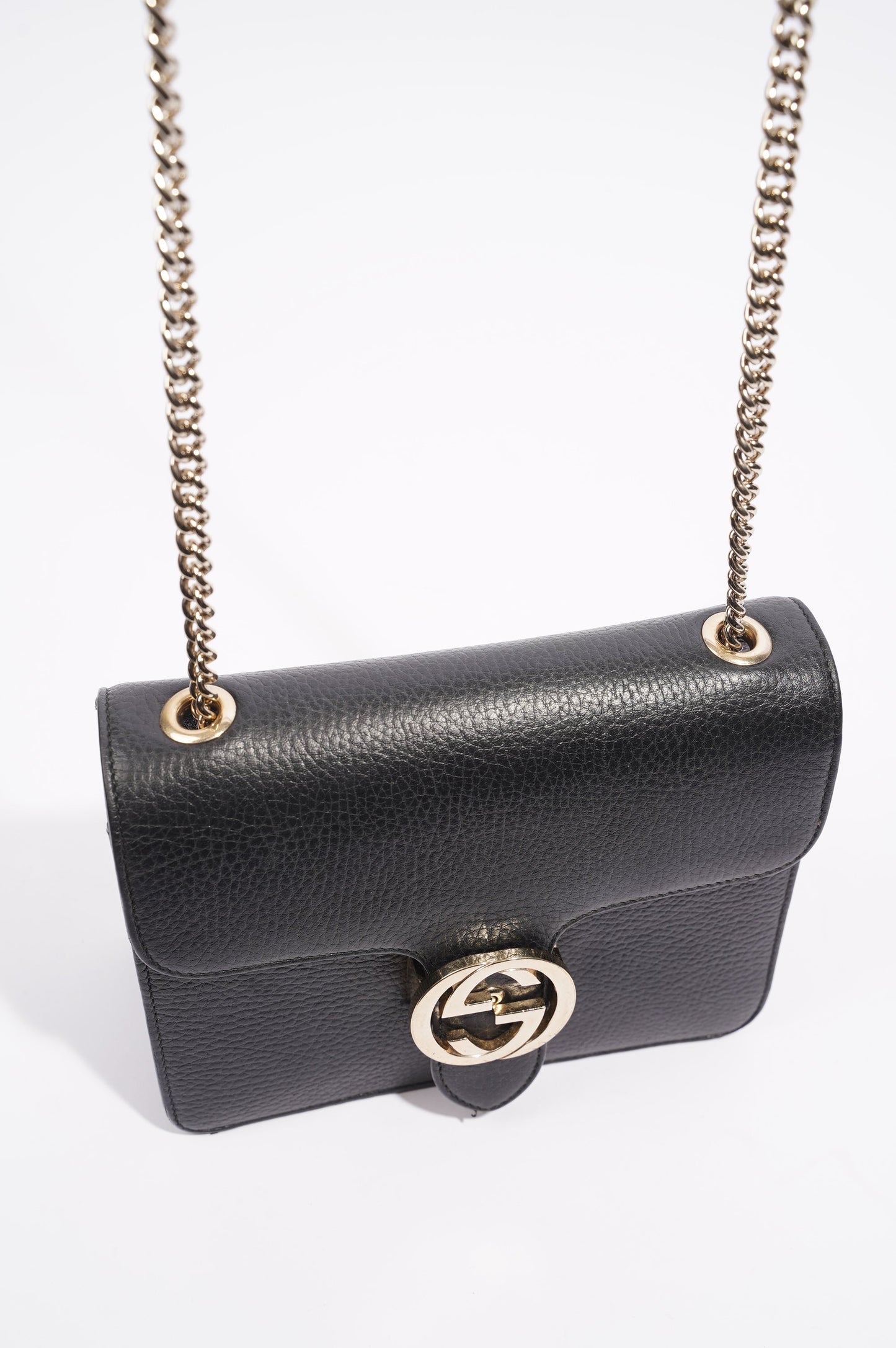 Gucci Womens Interlocking Bag Black / Gold Small