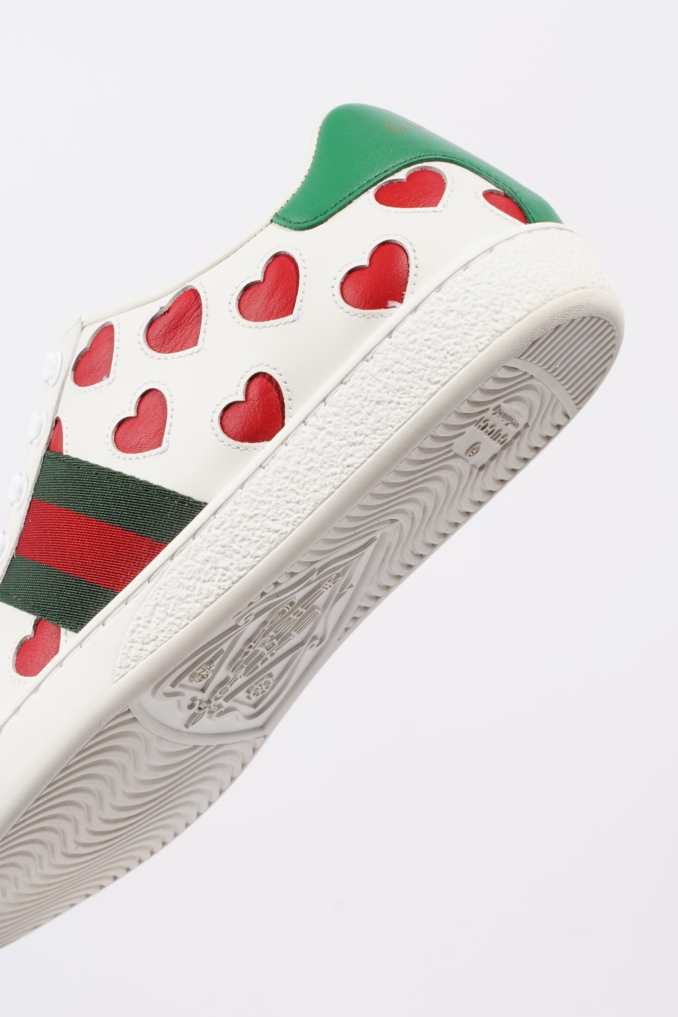 Gucci Womens Ace Hearts White / Green / Red EU 37 / UK 4