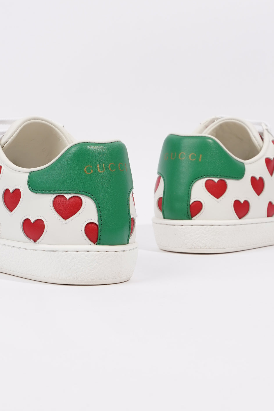 Gucci Womens Ace Hearts White / Green / Red EU 37 / UK 4