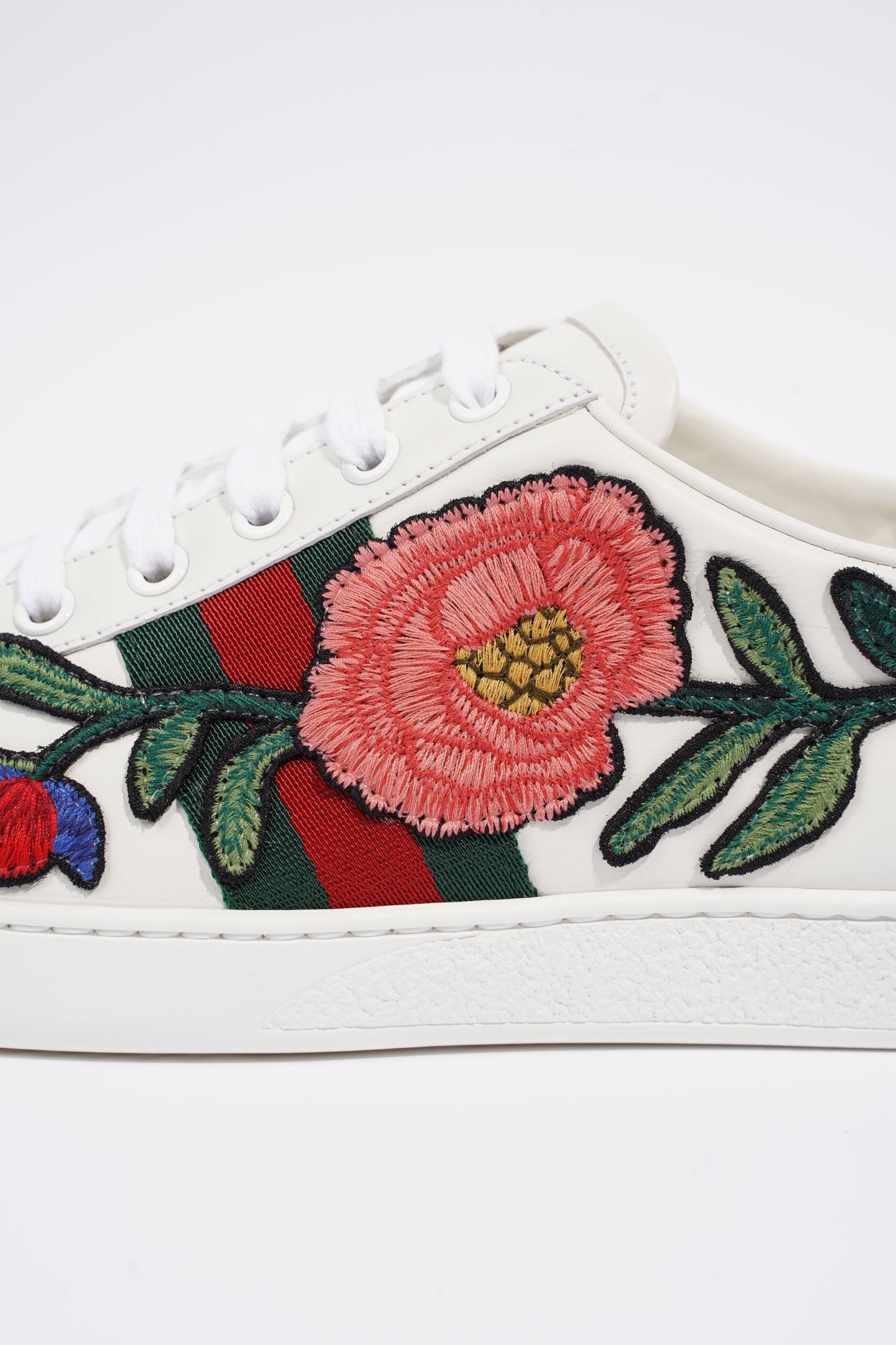 Gucci Womens Foral Ace Sneakers White EU 39.5 / UK 6.5