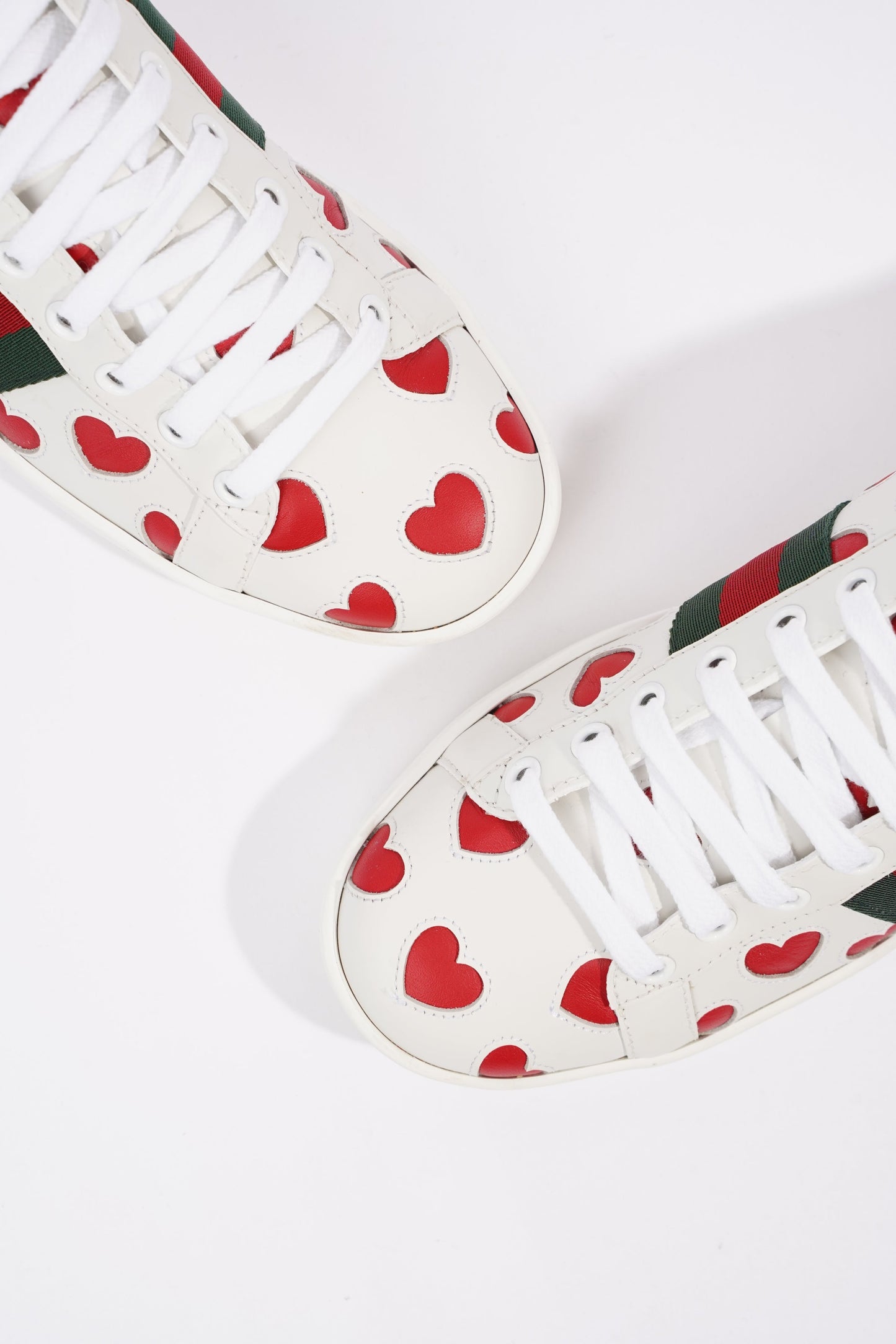 Gucci Womens Ace Hearts White / Green / Red EU 37 / UK 4