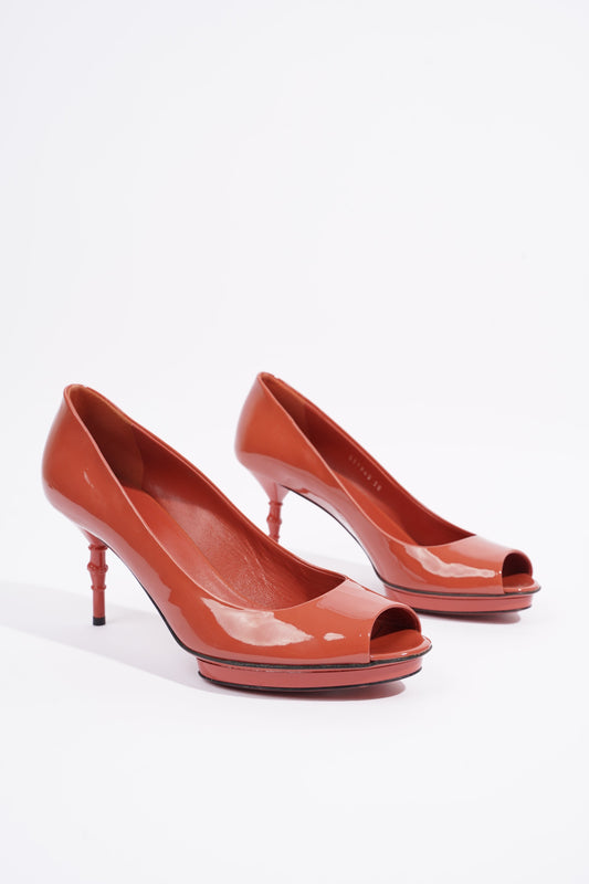 Gucci Womens Bamboo Pump Dark Coral EU 38 / UK 5