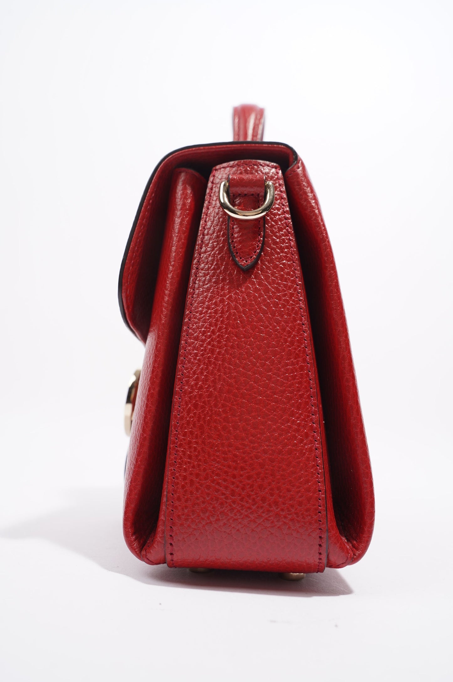 Gucci Womens Interlocking Dollar Bag Red Leather Small