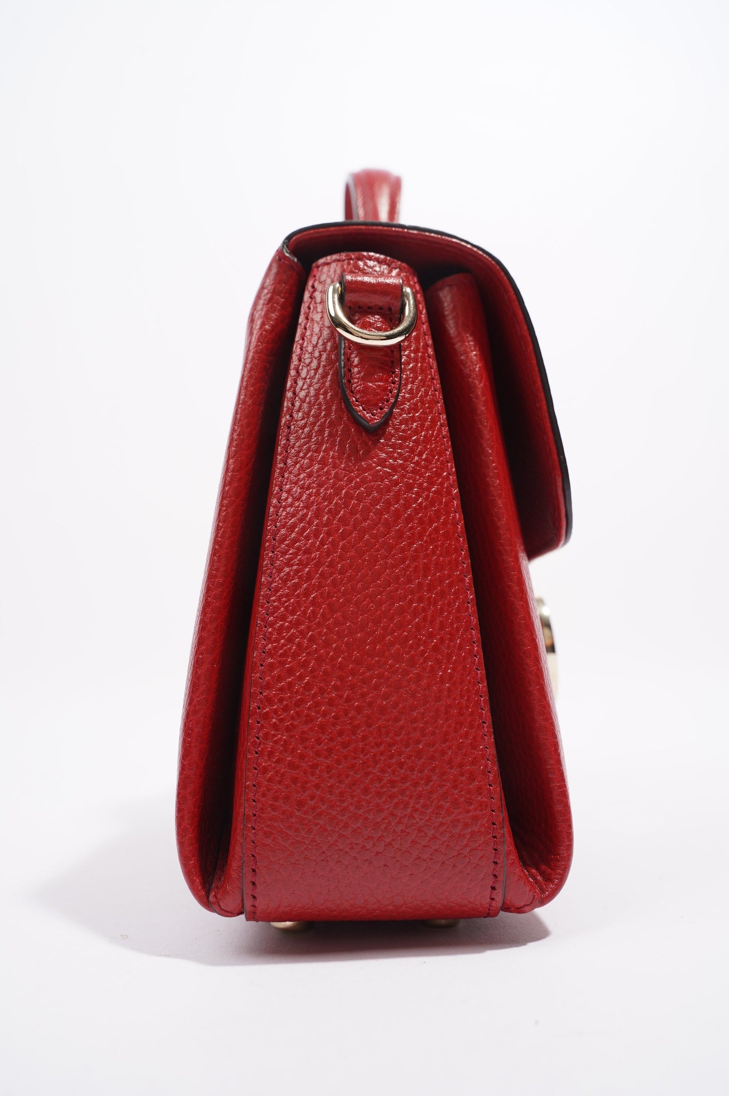 Gucci Womens Interlocking Dollar Bag Red Leather Small