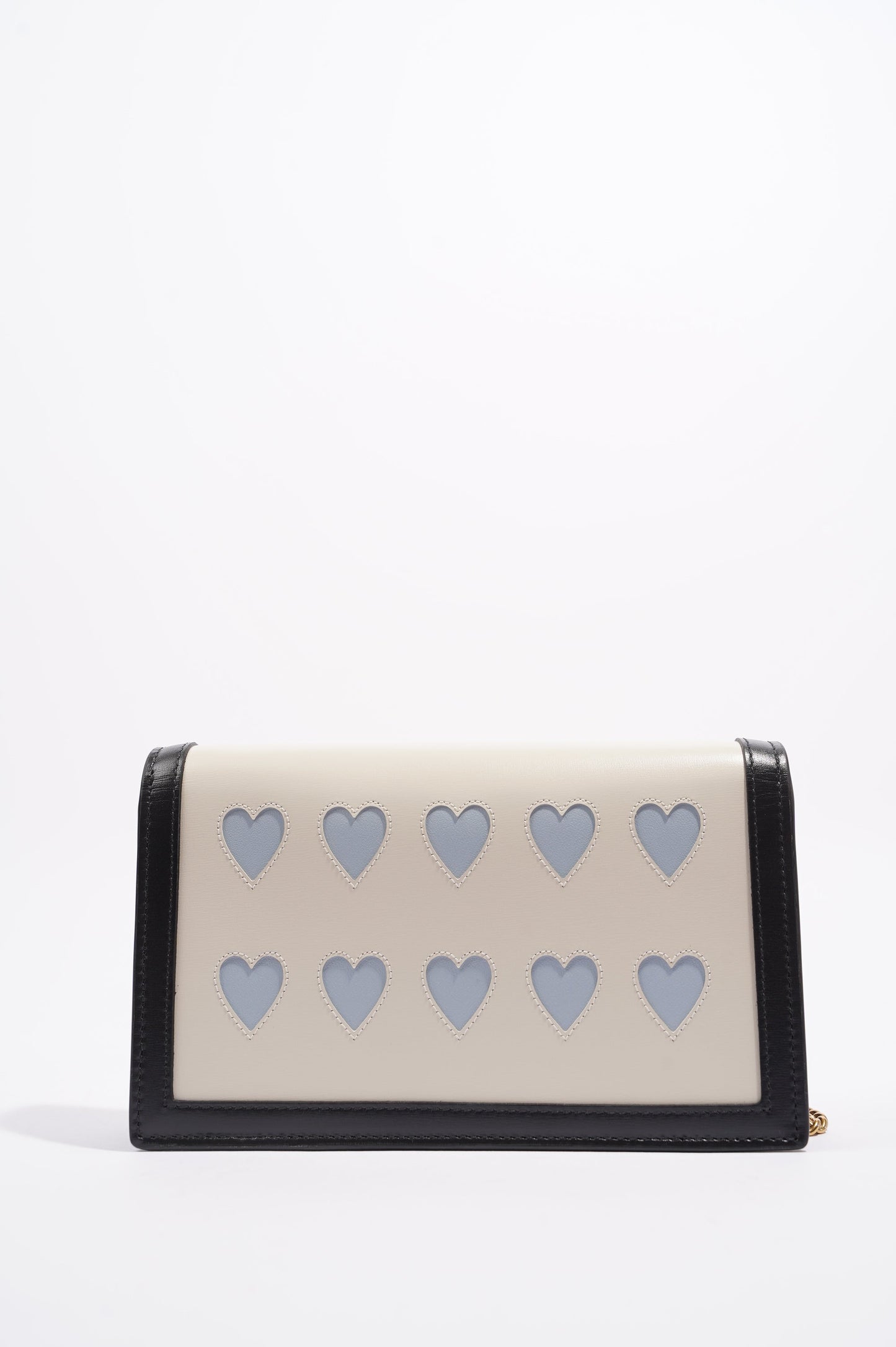 Gucci Womens Diana Mini Bag With Bamboo / White / Baby Blue Hearts