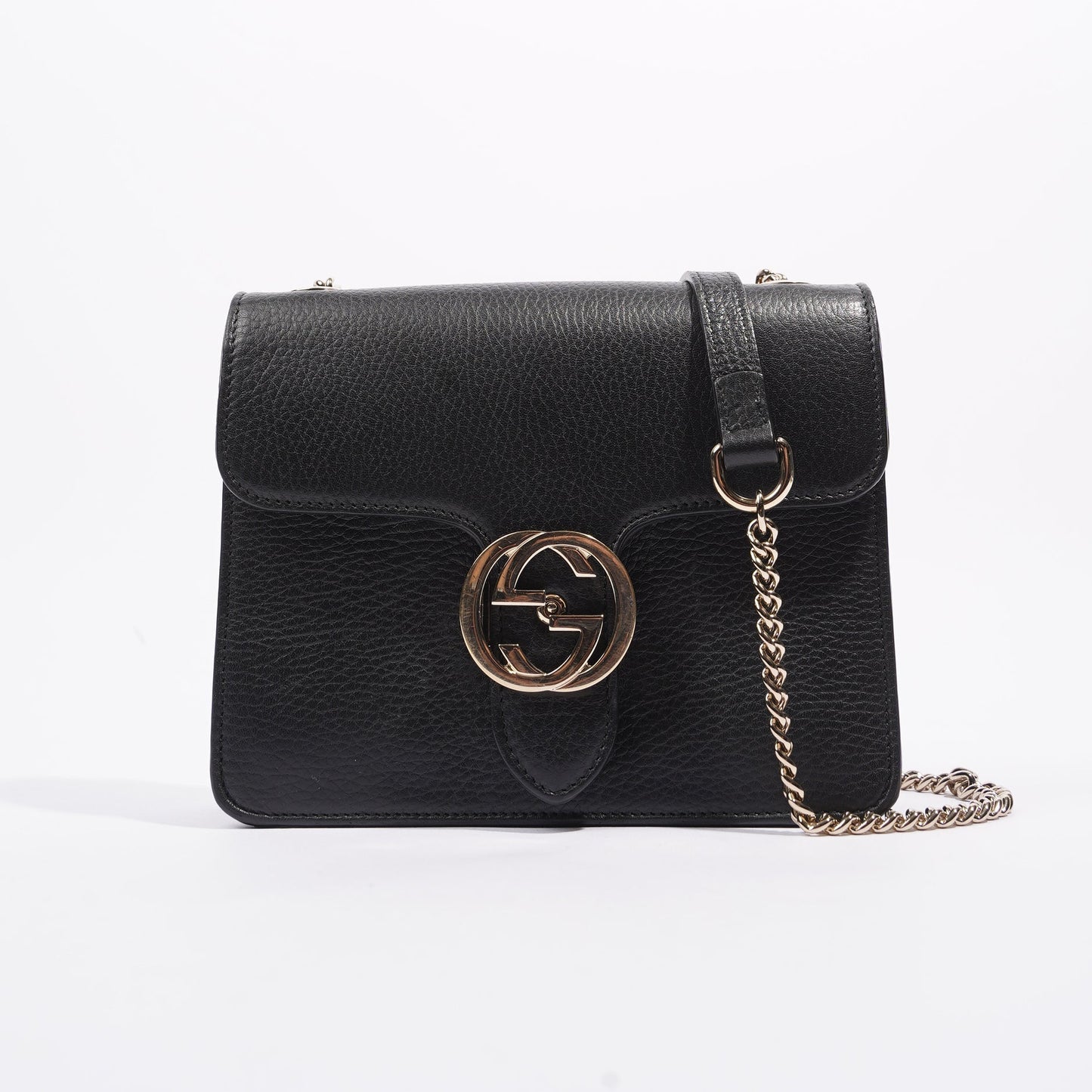 Gucci Womens Interlocking Bag Black / Gold Small