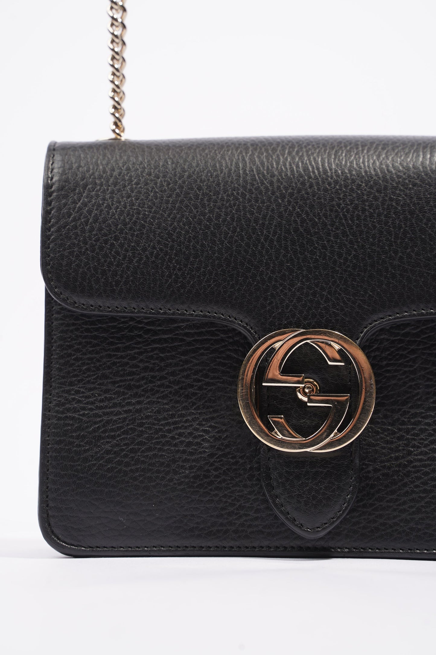 Gucci Womens Interlocking Bag Black / Gold Small