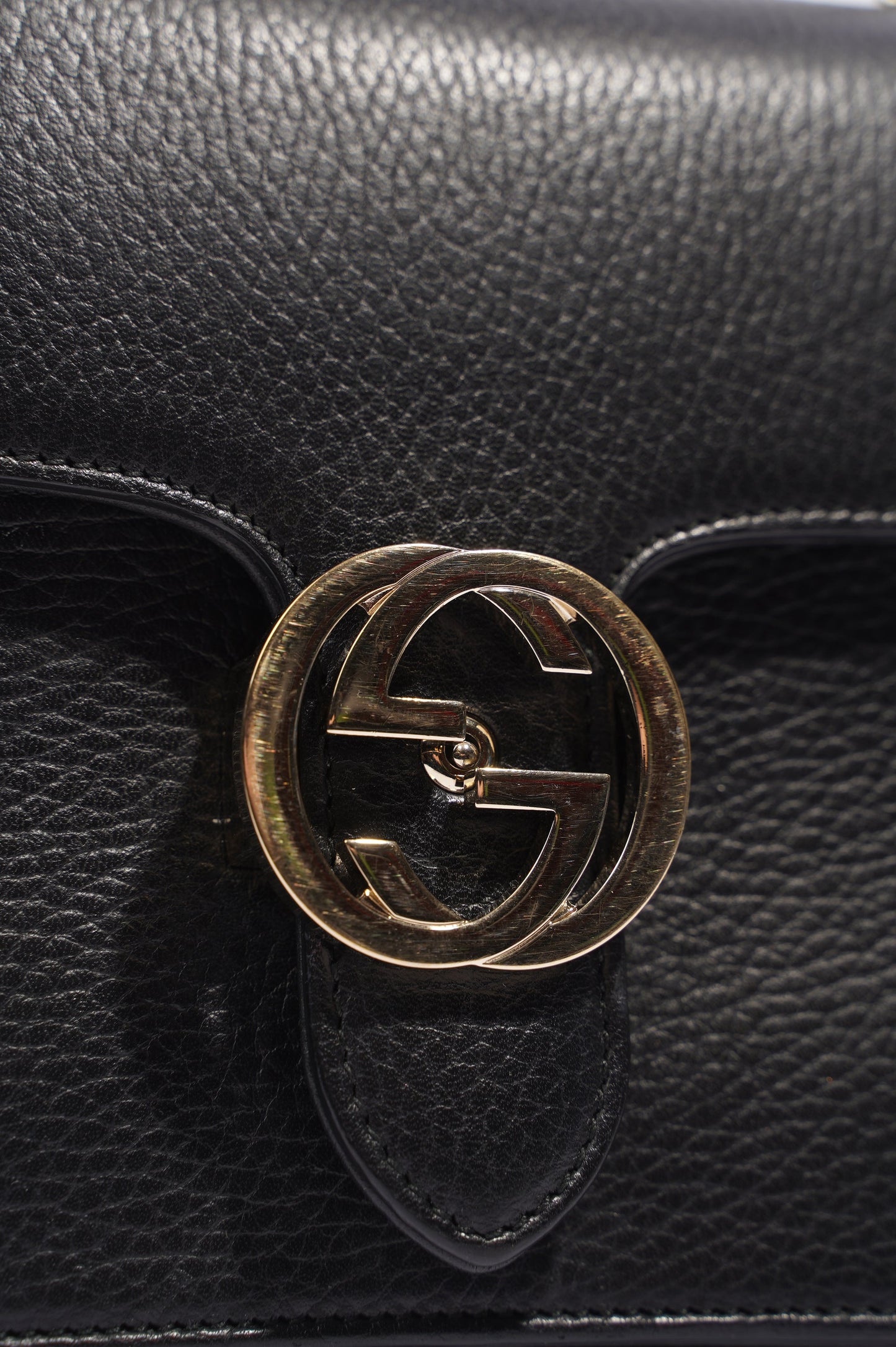 Gucci Womens Interlocking Bag Black / Gold Small