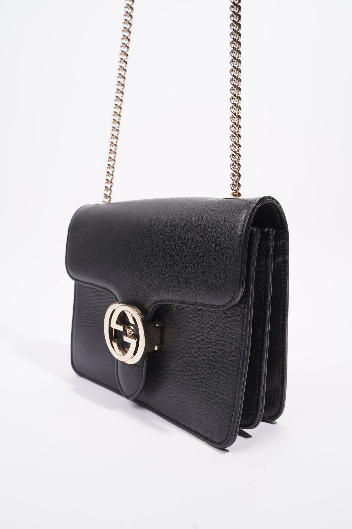 Gucci Womens Interlocking Bag Black / Gold Small