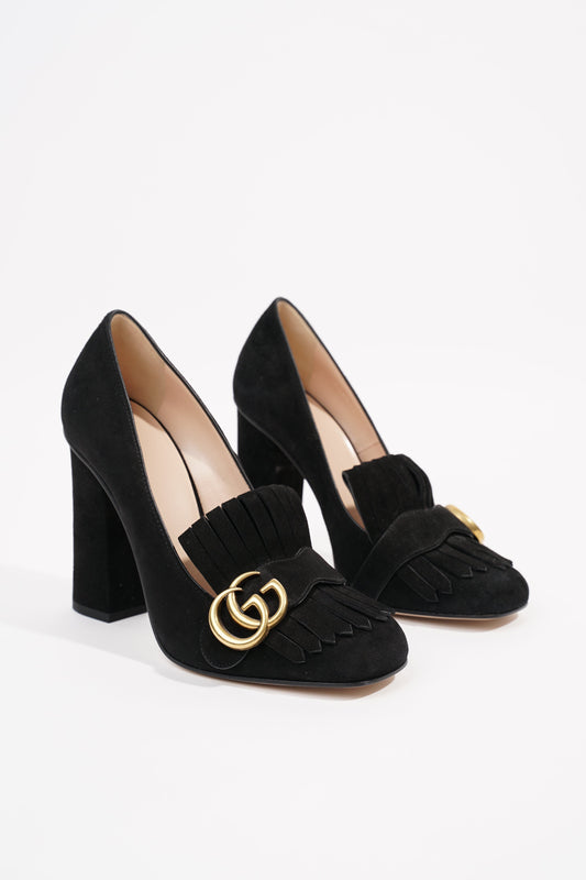 Gucci Womens Fringed Mules Black Suede EU 38 / UK 5