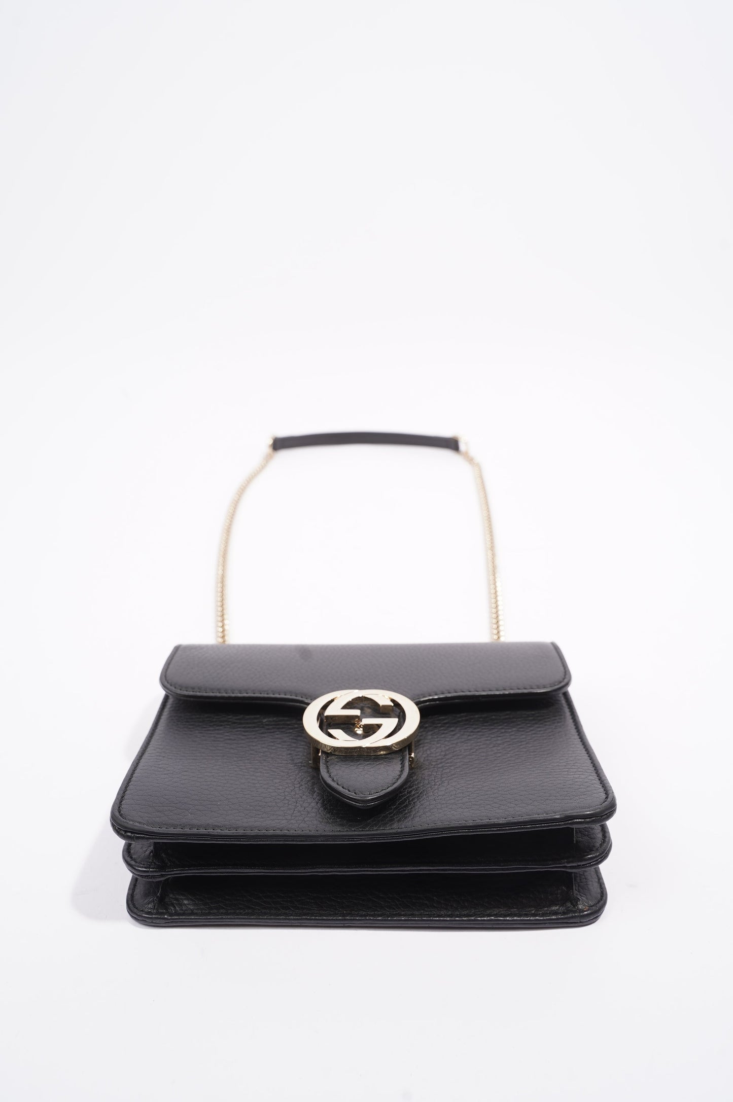 Gucci Womens Interlocking Bag Black / Gold Small