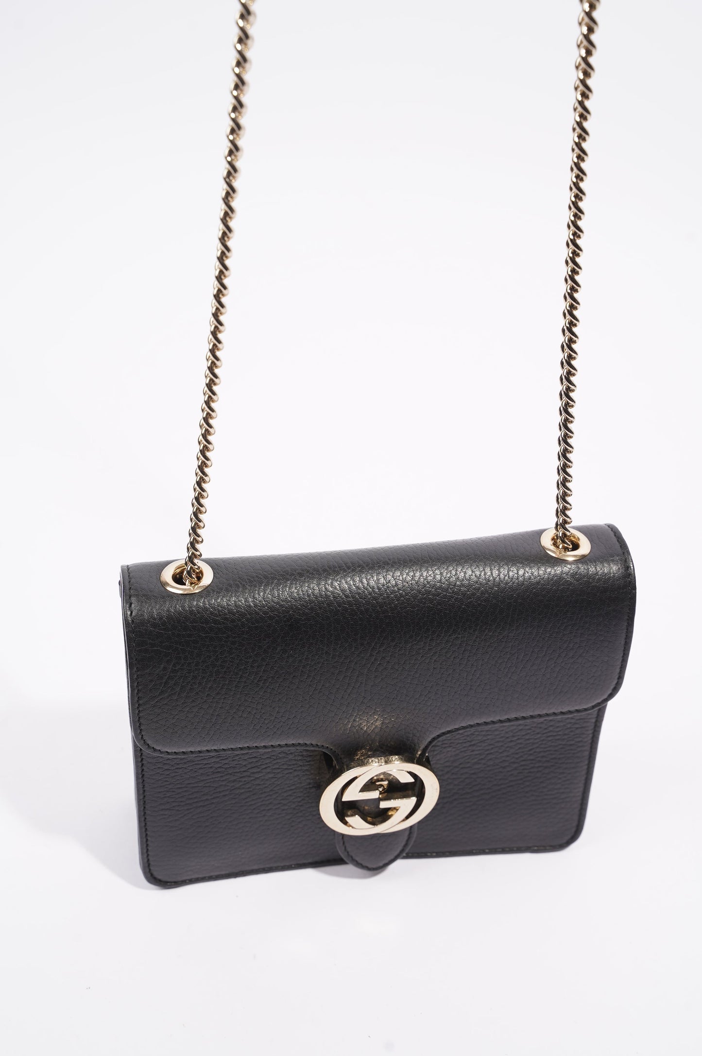 Gucci Womens Interlocking Bag Black / Gold Small