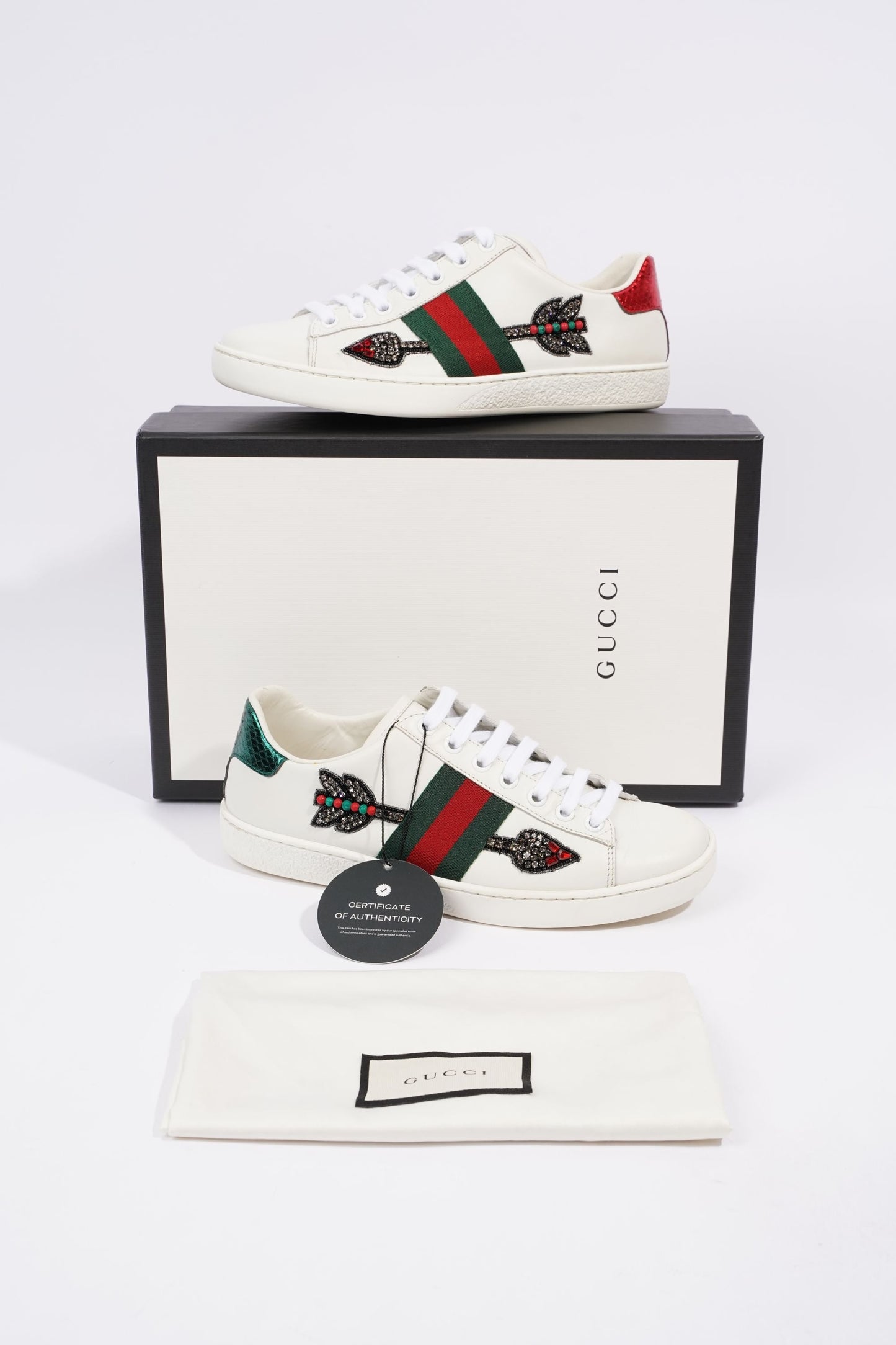 Gucci Womens Ace Arrow Sneaker White / Green / Red EU 36 / UK 3